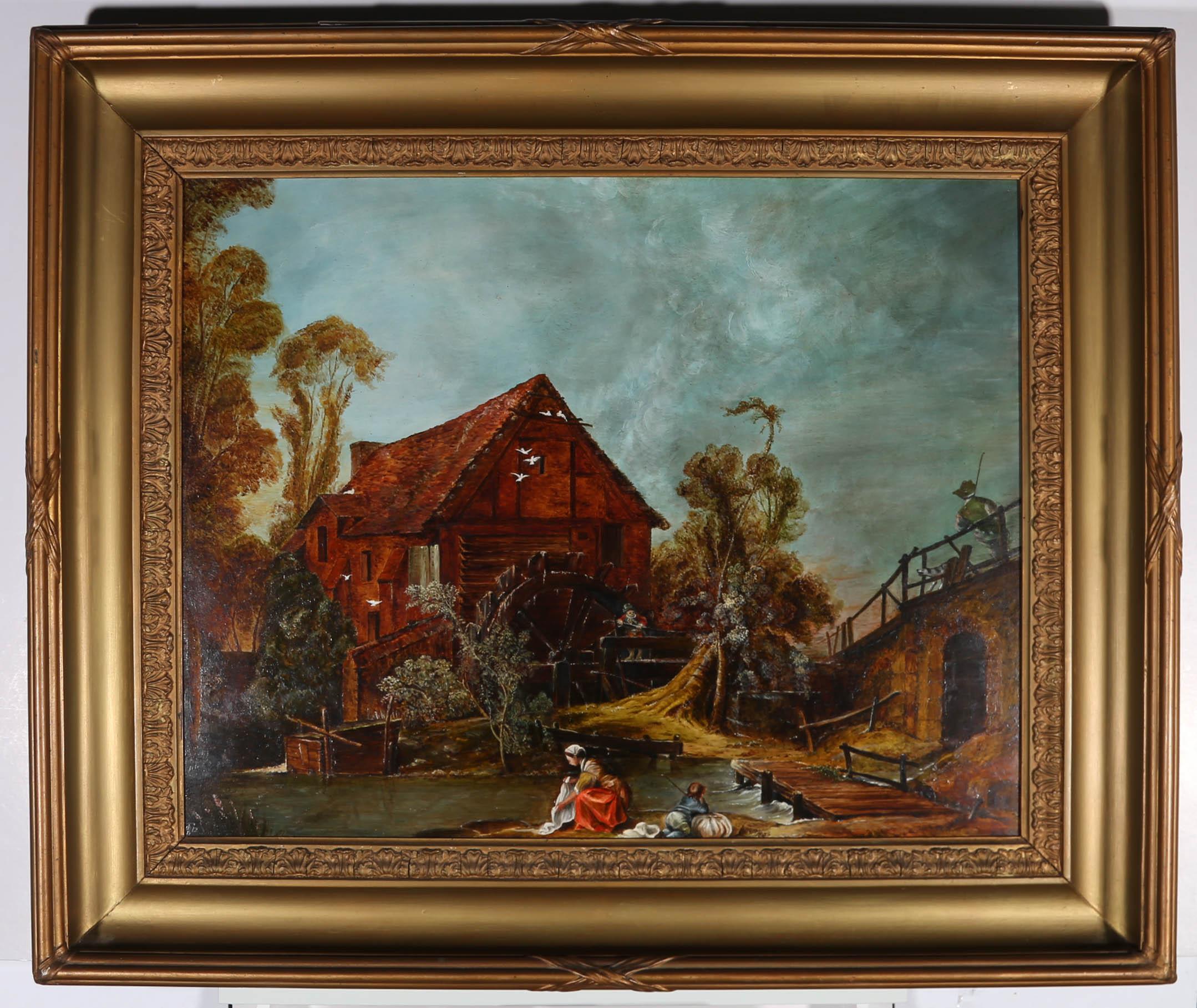 T. S. after Francois Boucher - 1978 Oil, Le Moulin 2