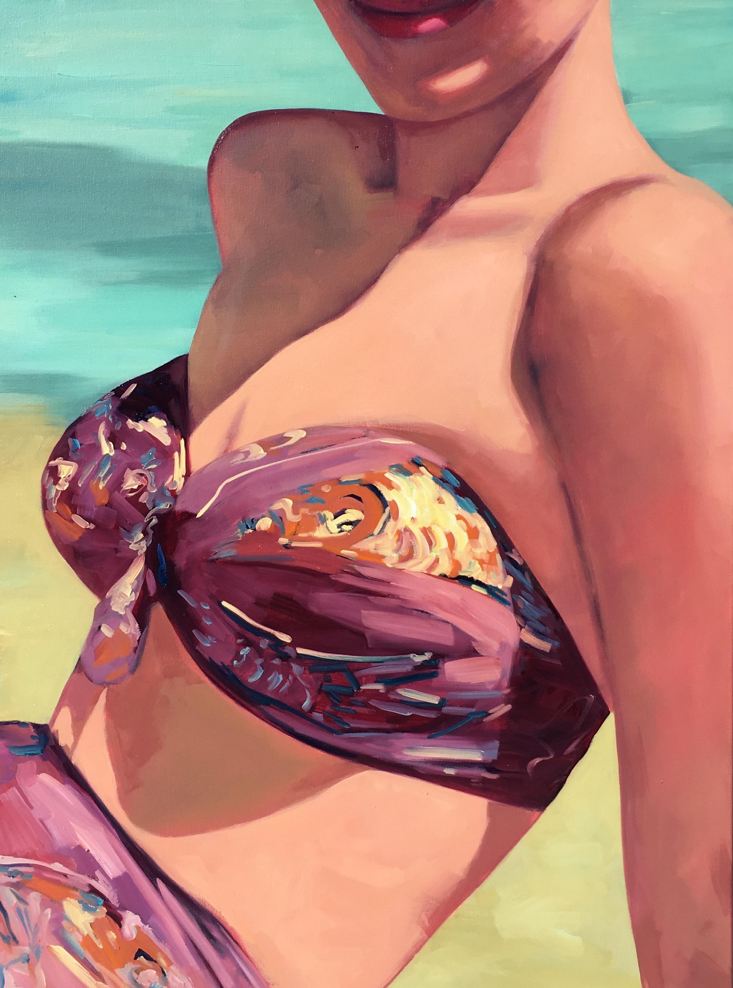 Figurative Painting de T.S. Harris - Chica de la playa