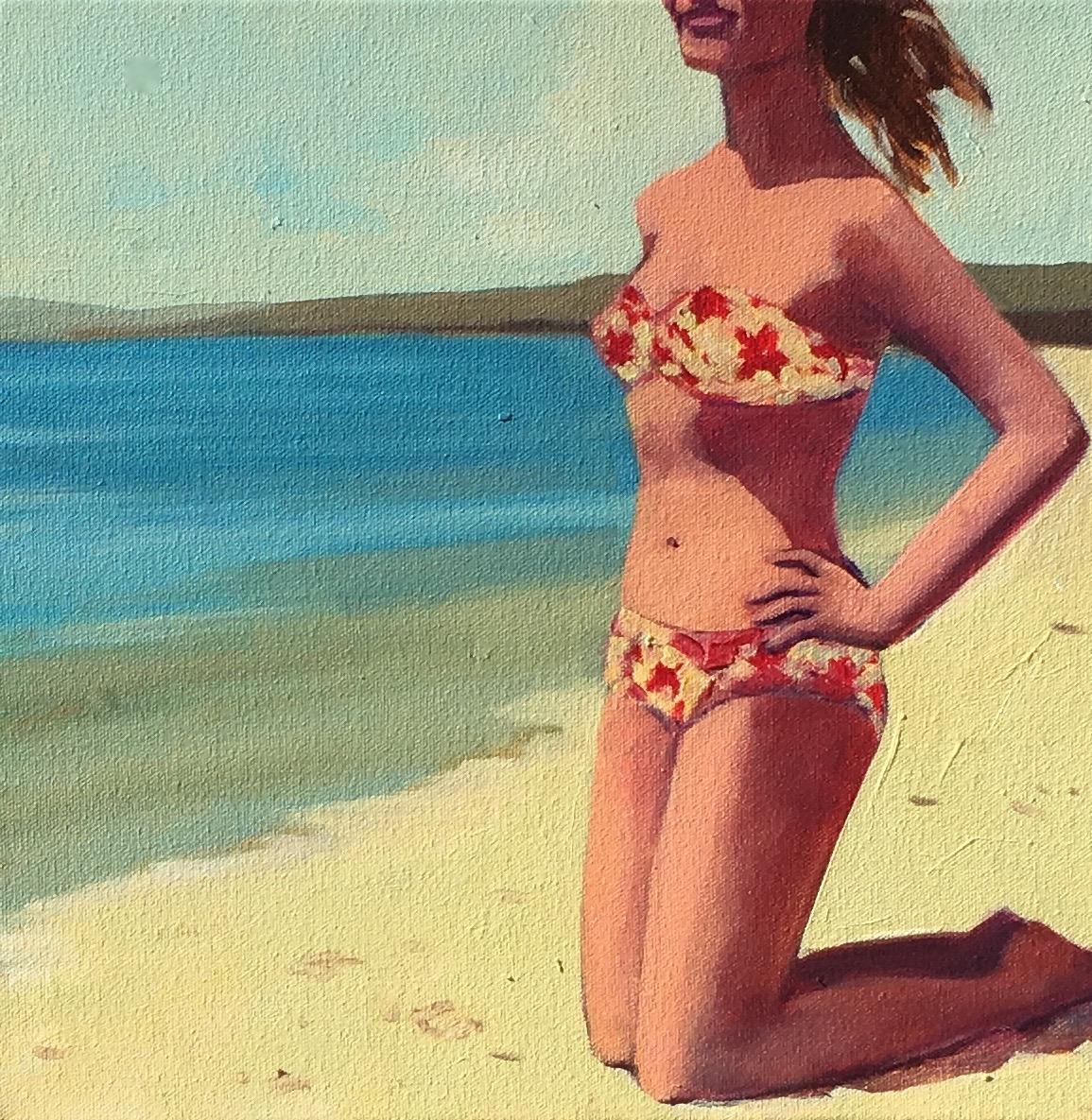 T.S. Harris Figurative Painting - Bikini Beach Girl