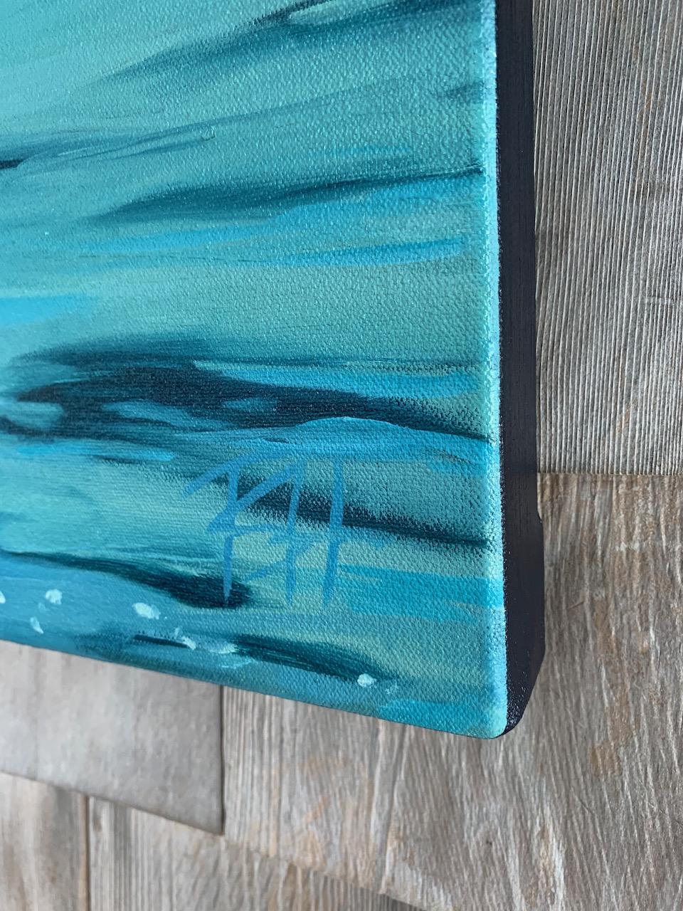 woman diving into water painting