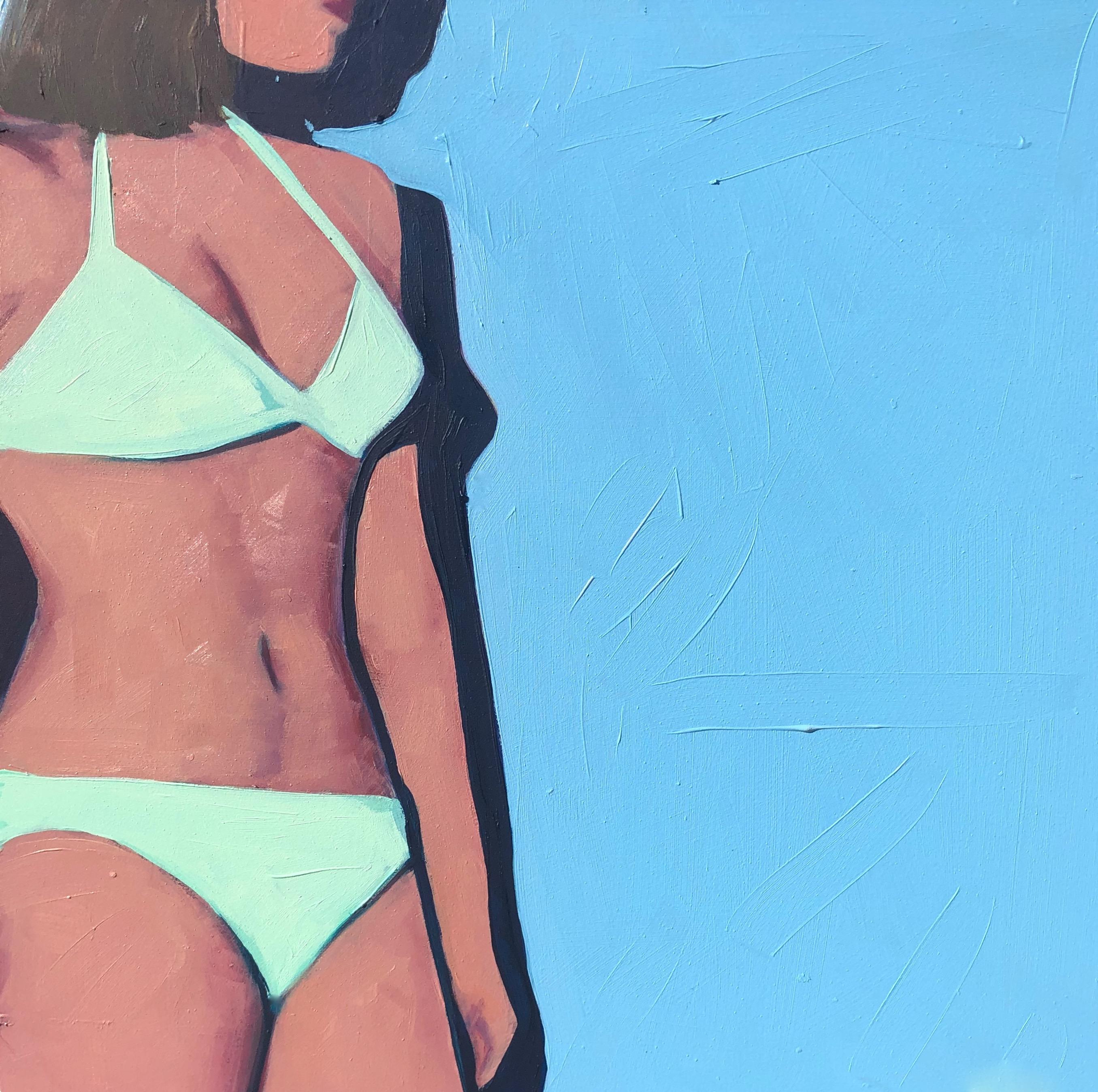 T.S. Harris Figurative Painting - "Green Bikini and Shadow"