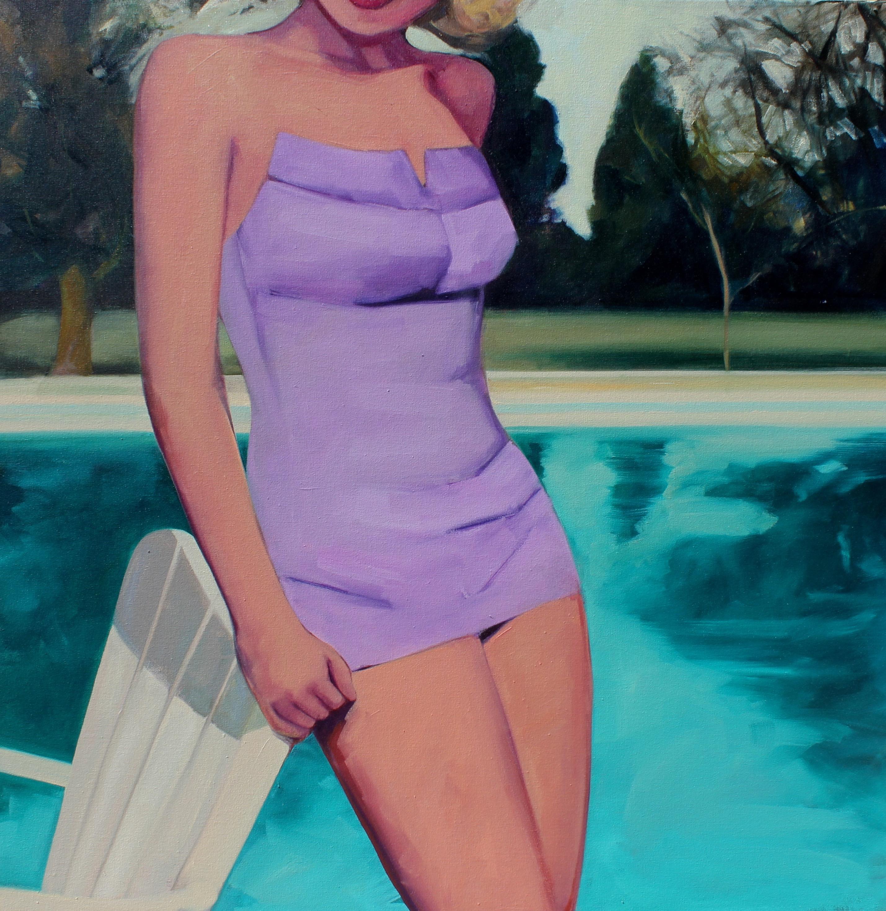 T.S. Harris Figurative Painting - Pool Reflections, oil painting by TS Harris