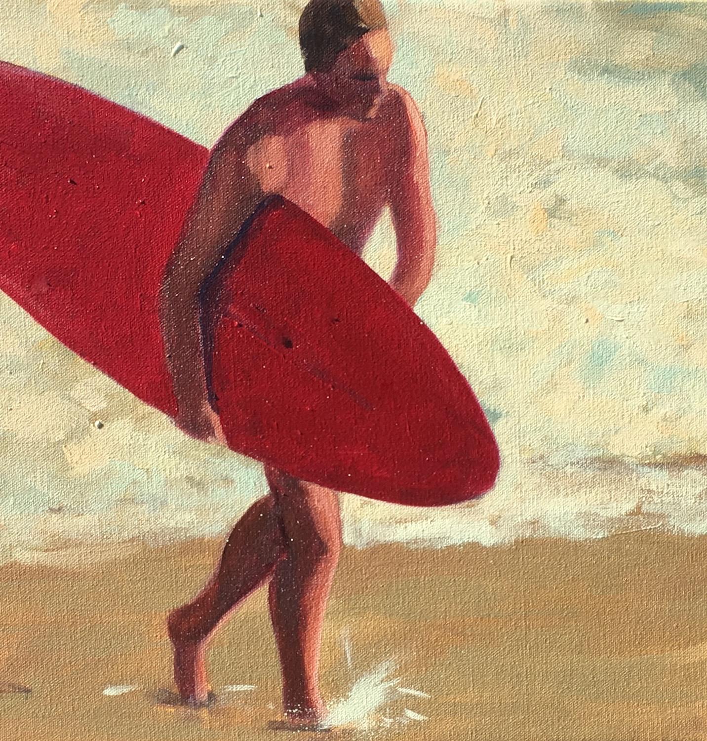 T.S. Harris Figurative Painting - Red Surf Board