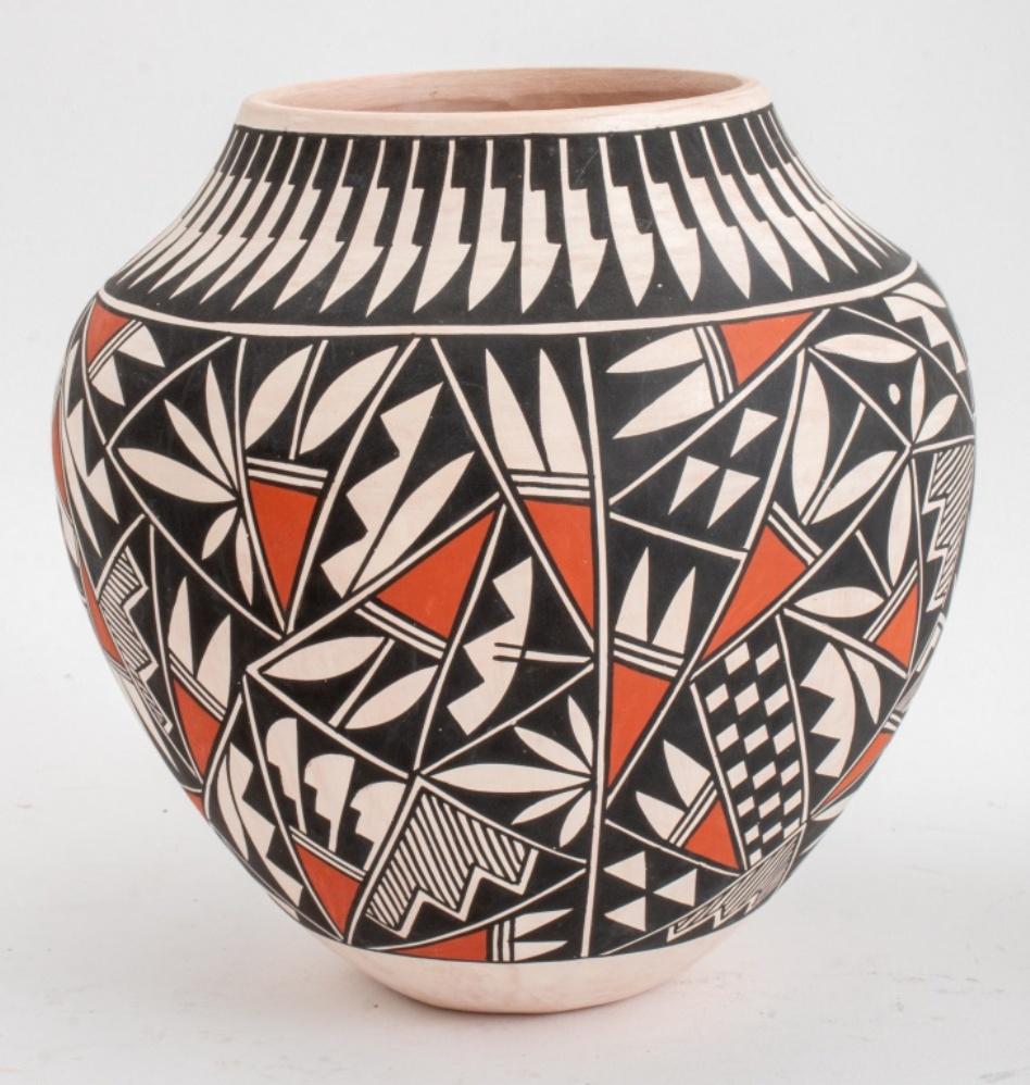 T. Sal (AKA Theresa Garcia-Salvador American, Red Corn Clan, Acoma Pueblo, b. 1964) A group of three Acoma, New Mexico, decorated seed pots, each signed 