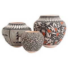 Vintage T. Sal Group of Acoma Seed Pots, Set of 3