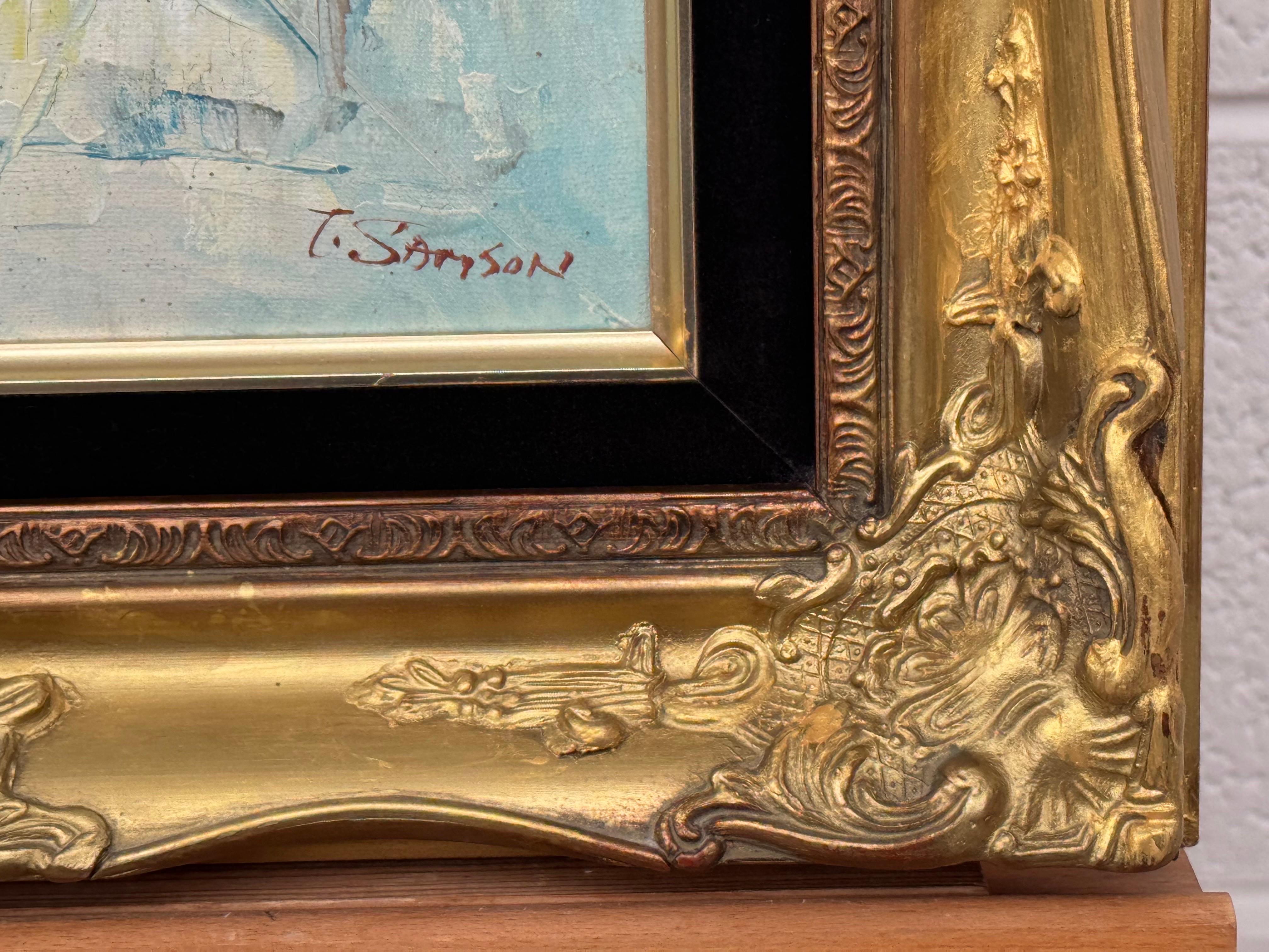 Pariser Straßenszene mit weiblichen Figuren zu Fuß in der Stadt Paris - Vintage By im Angebot 1