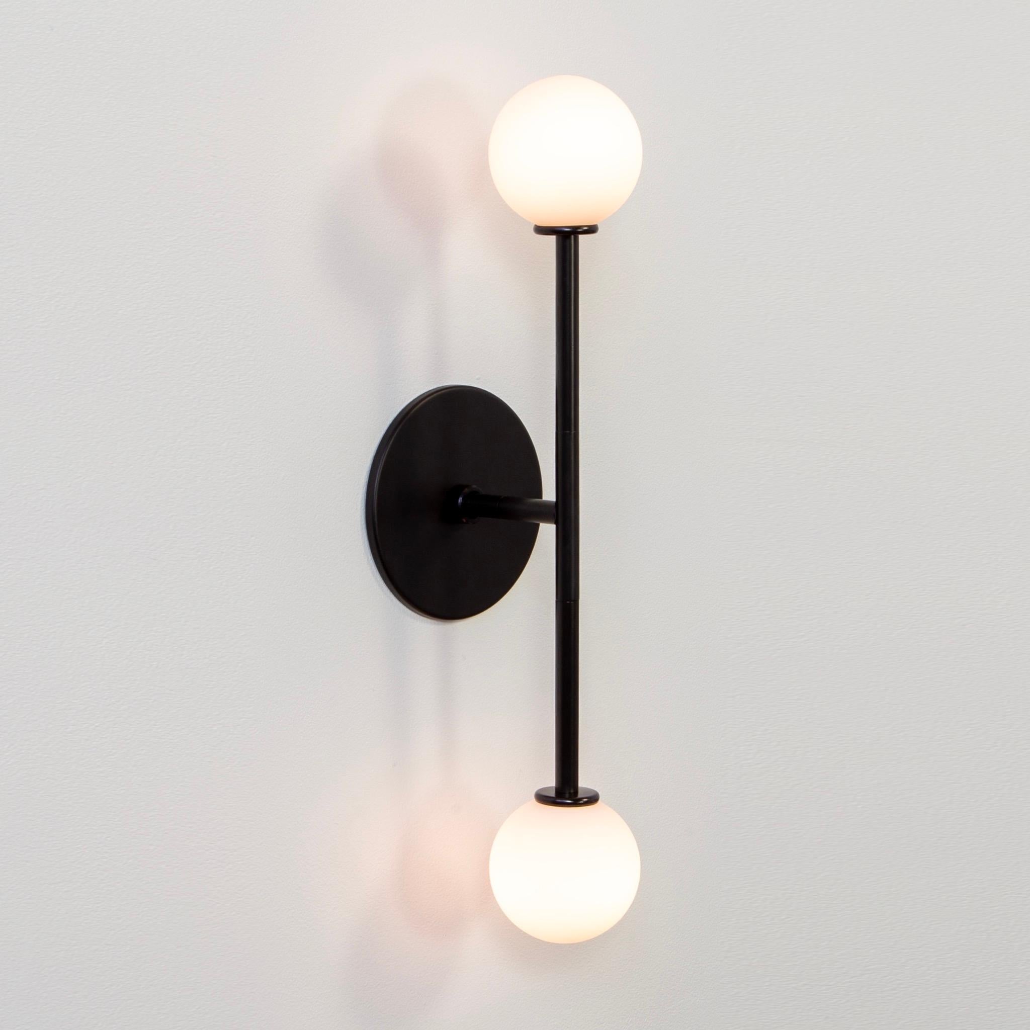 T Sconce, by Research.Lighting, Black with glass globes, In Stock For Sale 4
