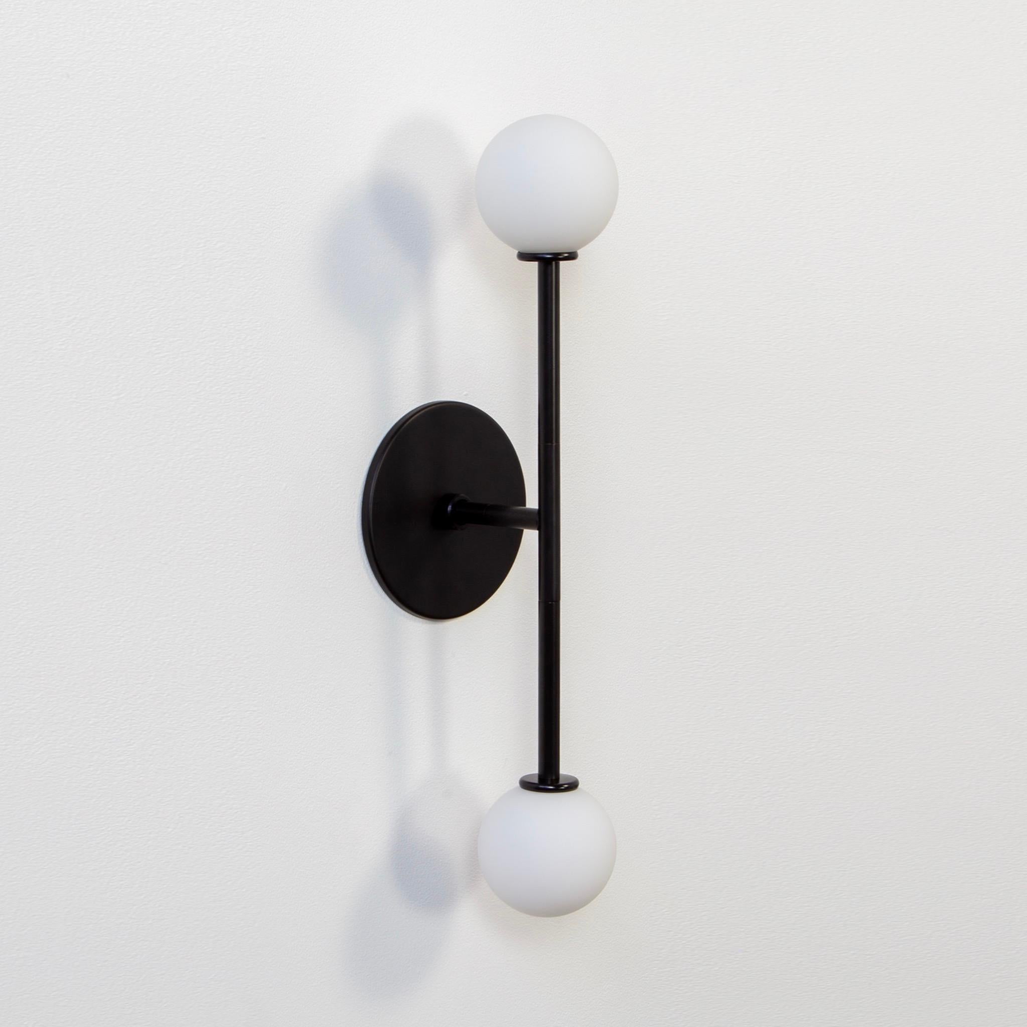 T Sconce, by Research.Lighting, Black with glass globes, In Stock For Sale 5