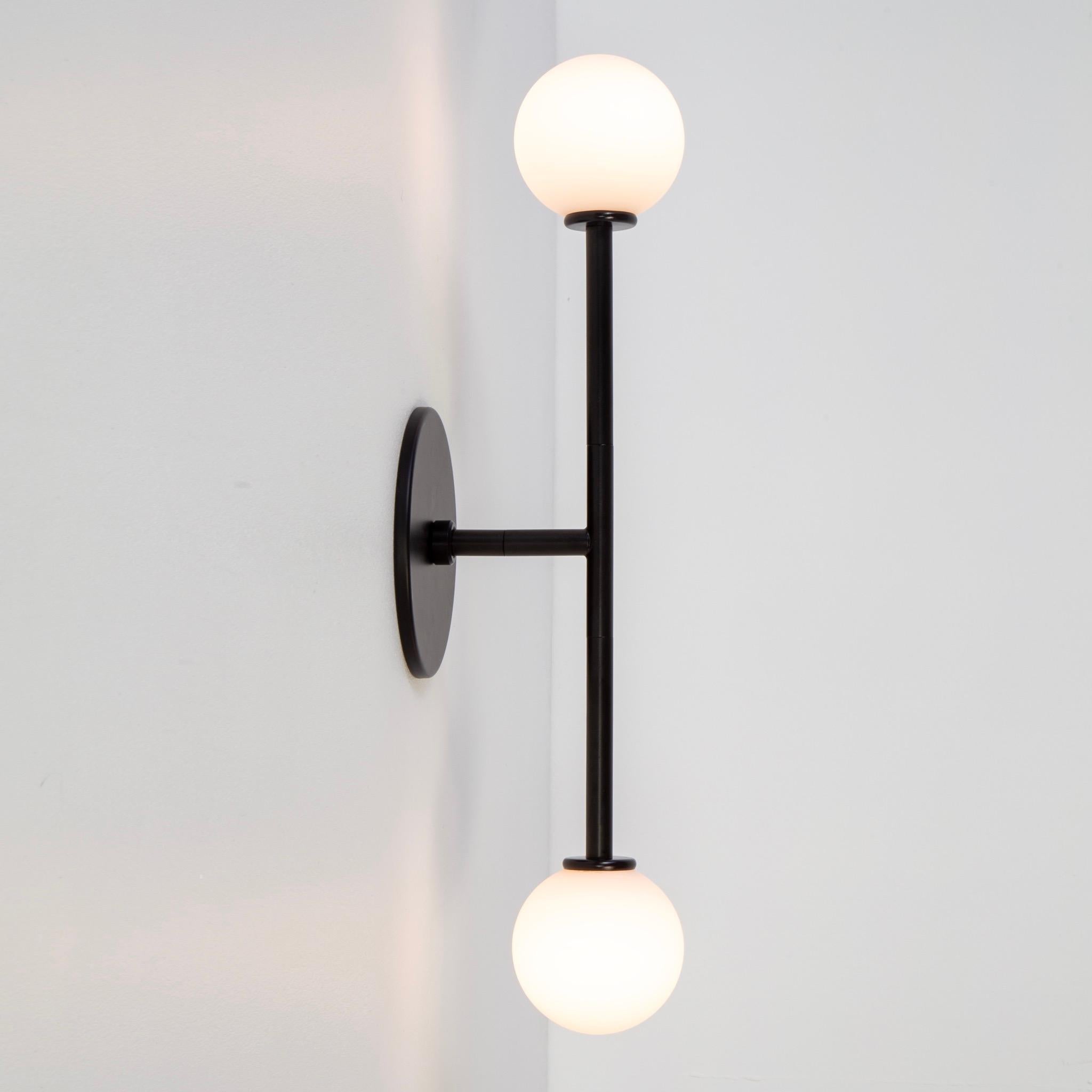 T Sconce, by Research.Lighting, Black with glass globes, In Stock For Sale 1