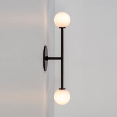T Sconce, by Research.Lighting, Black with glass globes, Made to Order
