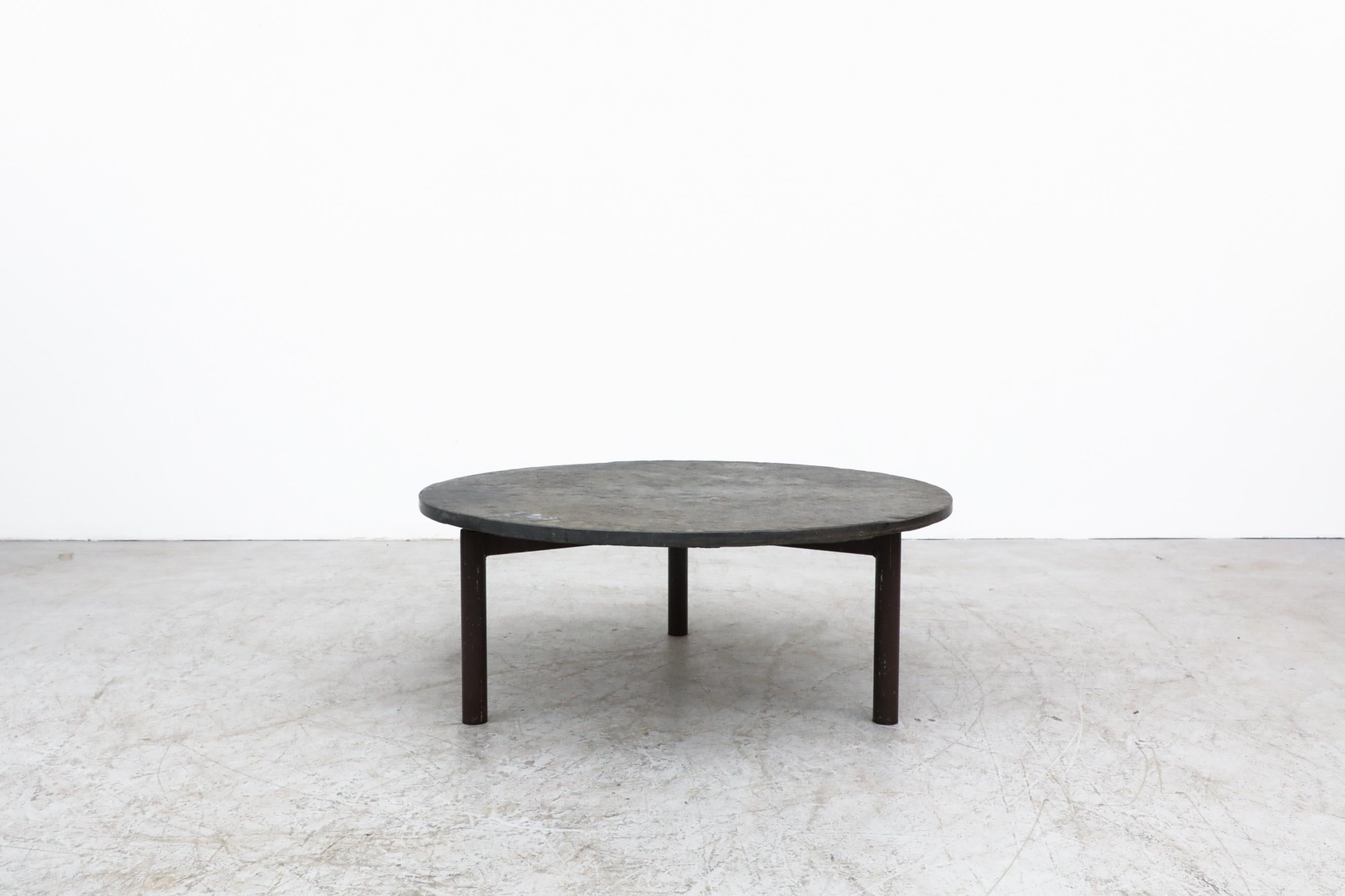 Mid-Century Modern 't Spectrum Round Stone Brutalist Coffee Table