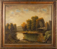 T. Inquilino - Olio firmato e incorniciato dei primi anni del XX secolo, vicino al fiume