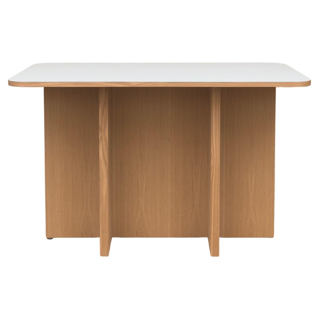 A slim and elegant 4-top table series that pairs geometric shapes with traditional Japanese-inspired joinery. Available in a wide variety of colors, finishes, and dimensions. T-top tables are also sold as full dinette sets with a pair of T-top