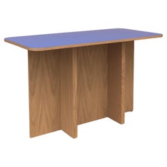 T-Top Dining Table in White Oak Veneered Plywood and Colorful Laminate