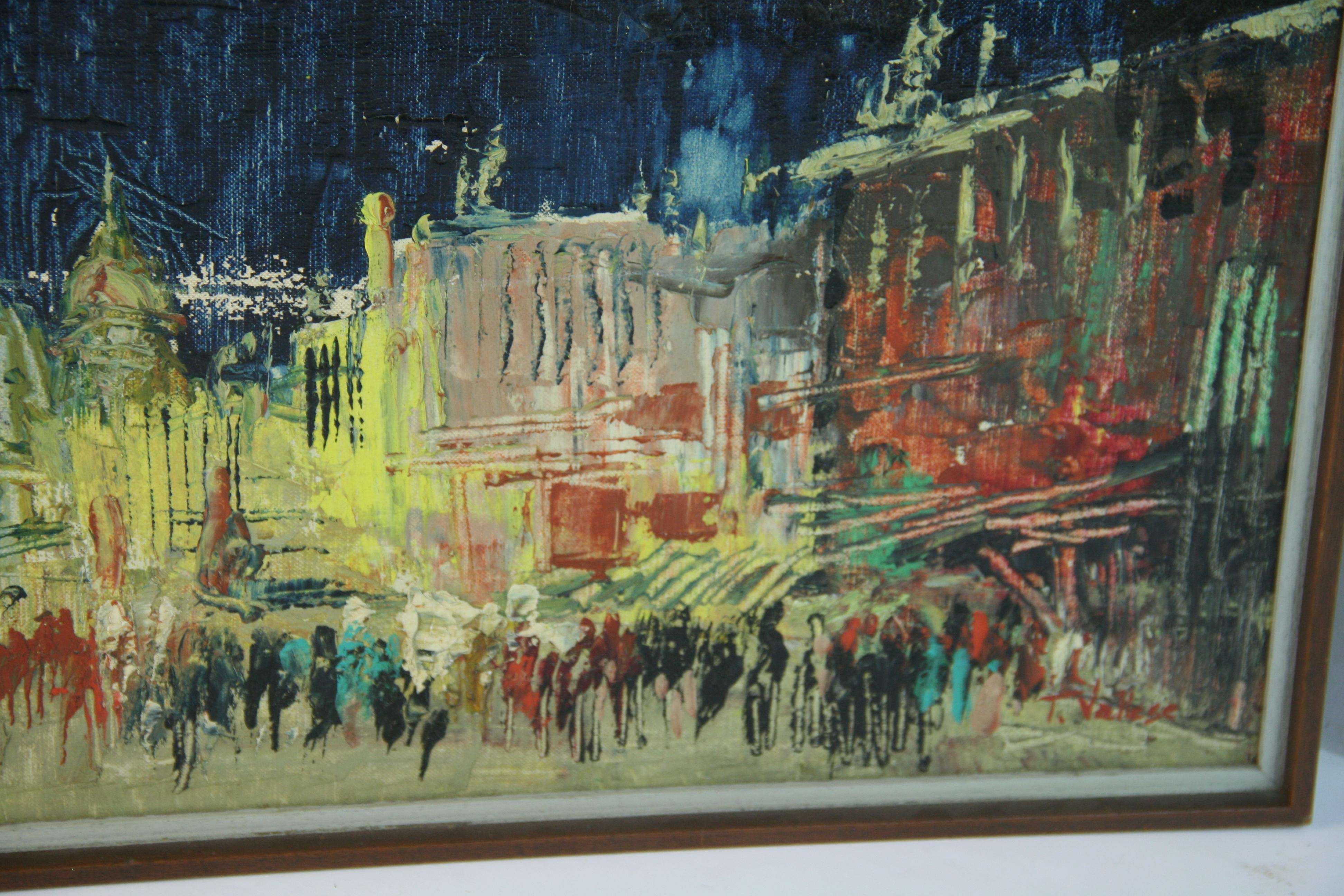 Óleo modernista vintage La ciudad de Roma 1969 en venta 6