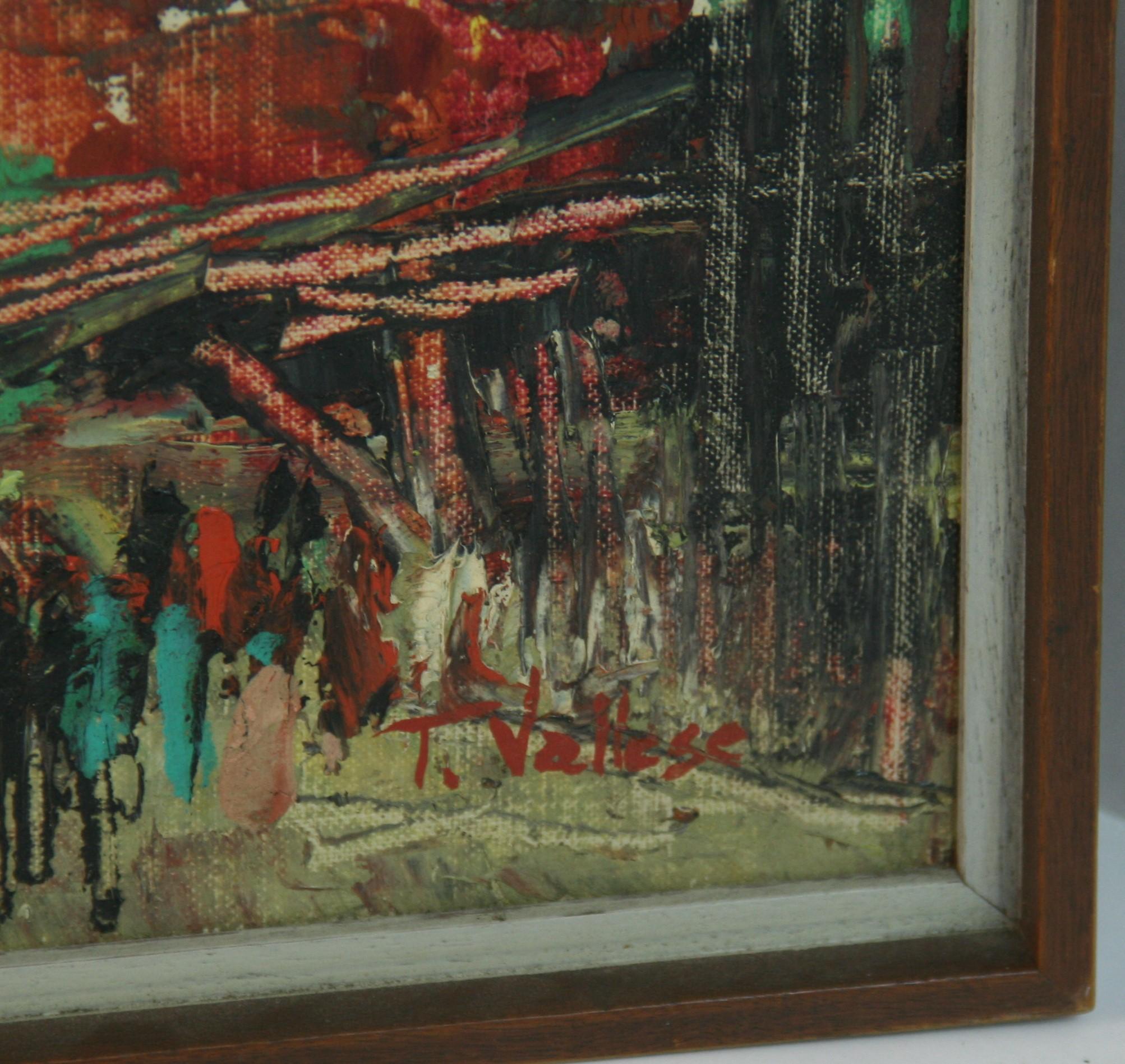 Óleo modernista vintage La ciudad de Roma 1969 en venta 2