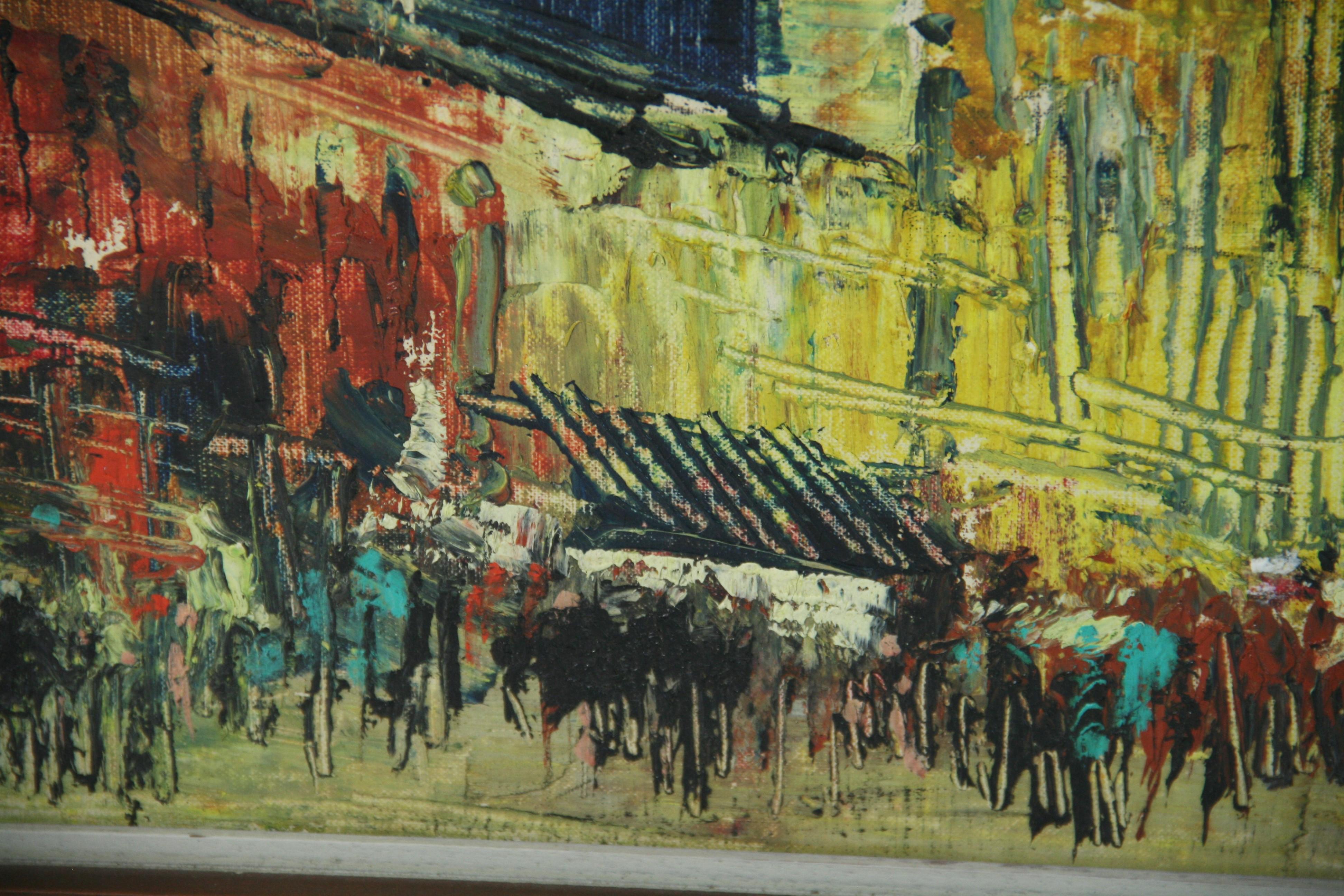 Óleo modernista vintage La ciudad de Roma 1969 en venta 5
