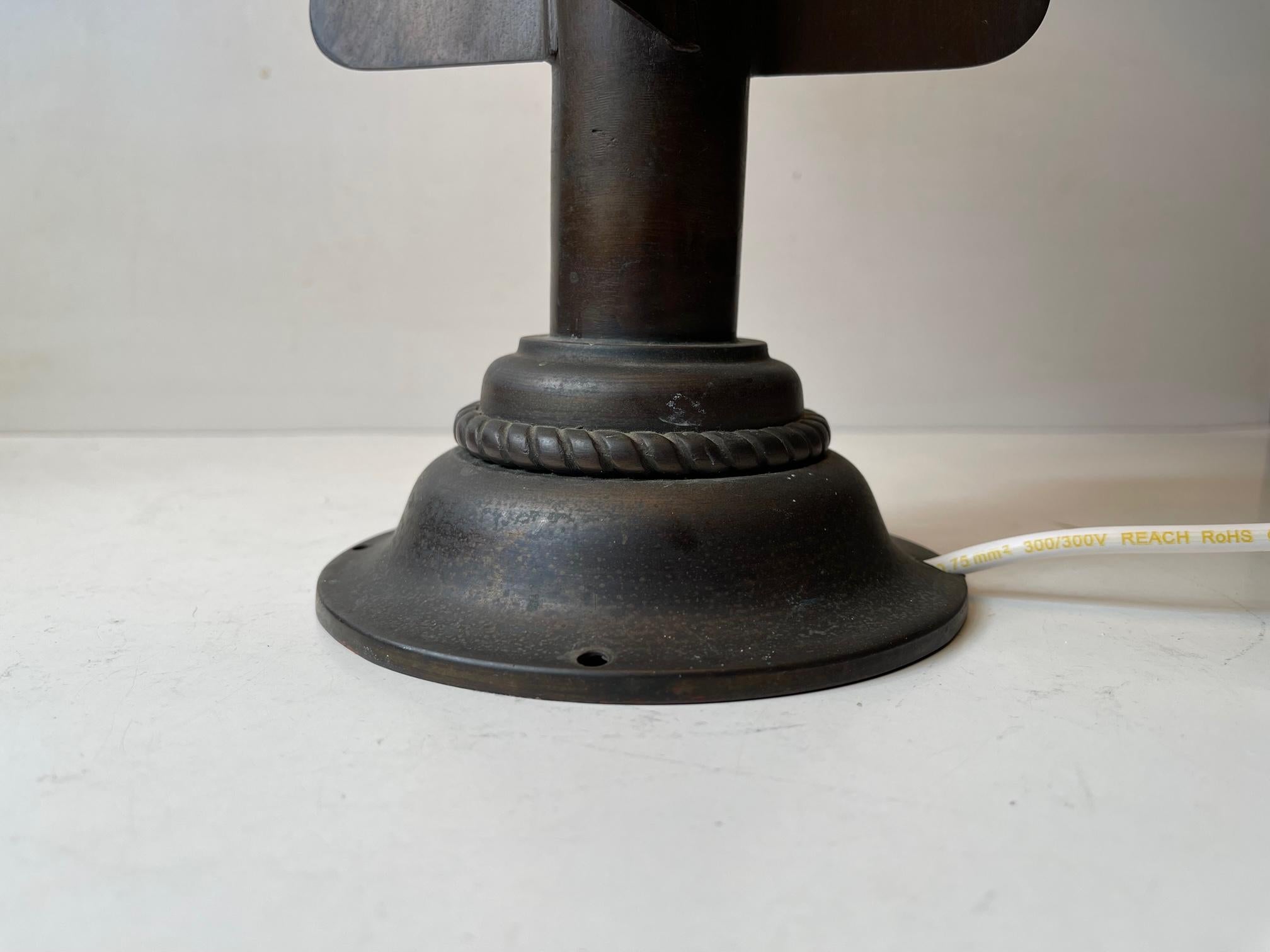 Late Victorian T. W. Walker's Cherub Maritime Brass Log Spinner Up-Cycled to Table Lamp For Sale
