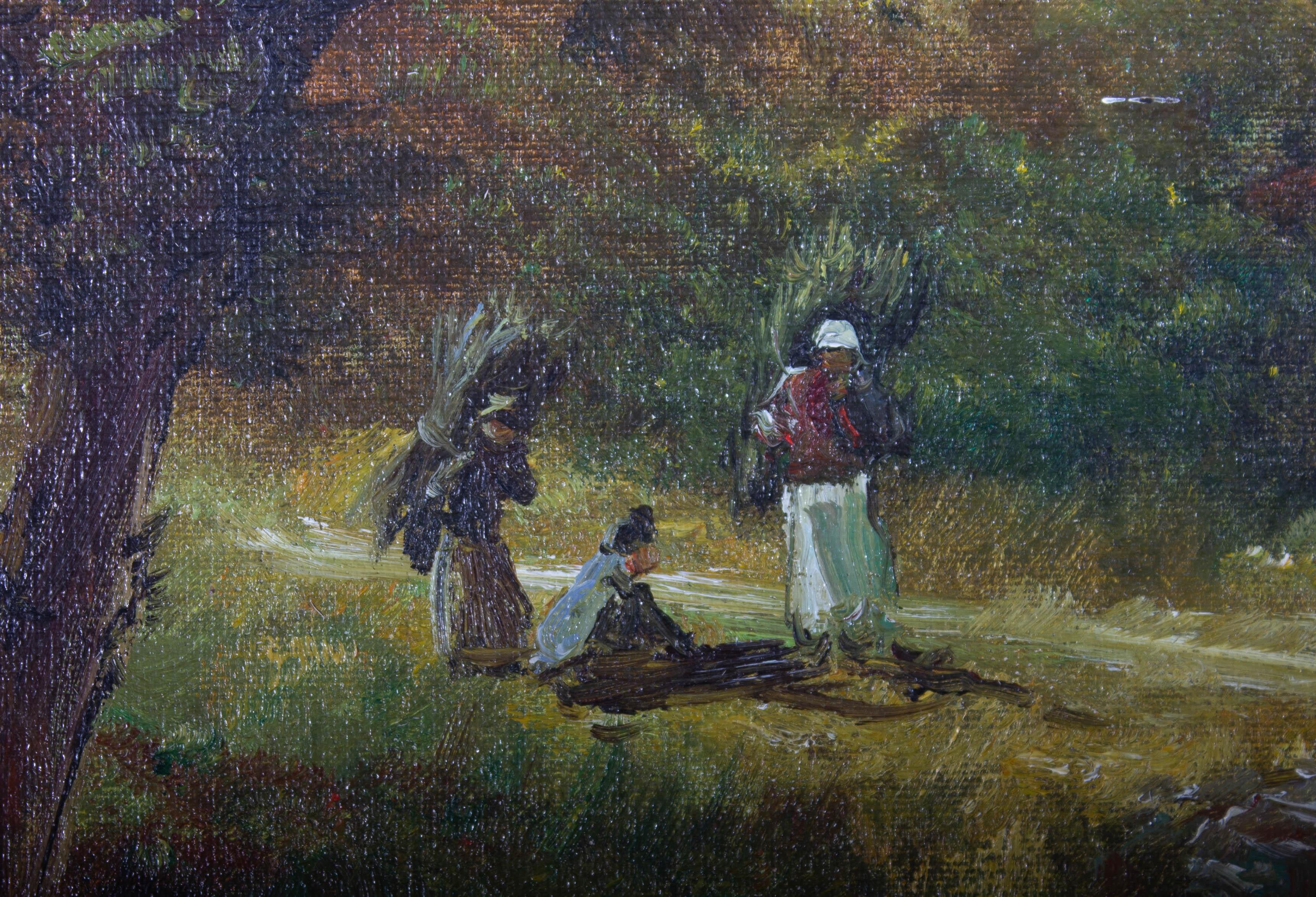 T. Wilkins - Olio del XX secolo, Raccolta di legna in vendita 4