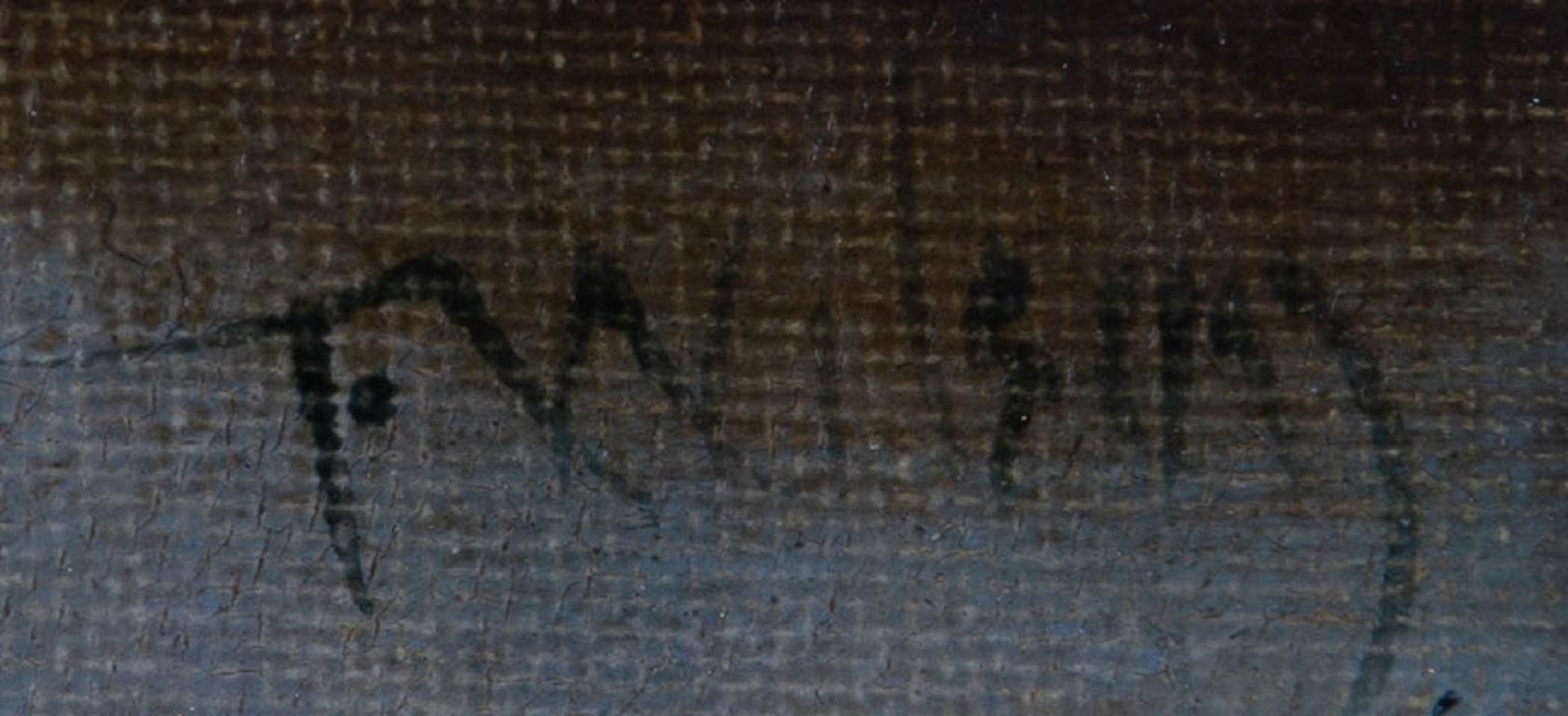 T. Wilson - Óleo de principios del siglo XX, Ganado junto a un lago 4