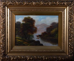T. Wilson - frühes 20. Jahrhundert Öl, Rindskübel an einem See