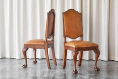 't Woonhuys Amsterdam Rare Pair of Chairs in Patinated Cognac Leather 1920s