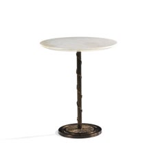 T107/H Italian Round Side Table with Marble Top and Brass Base by Zanaboni