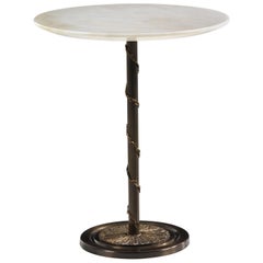 T107/H Italian Round Side Table with Marble Top and Brass Base by Zanaboni