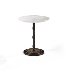 T107/S Italian Round Side Table with Marble Top and Brass Base by Zanaboni