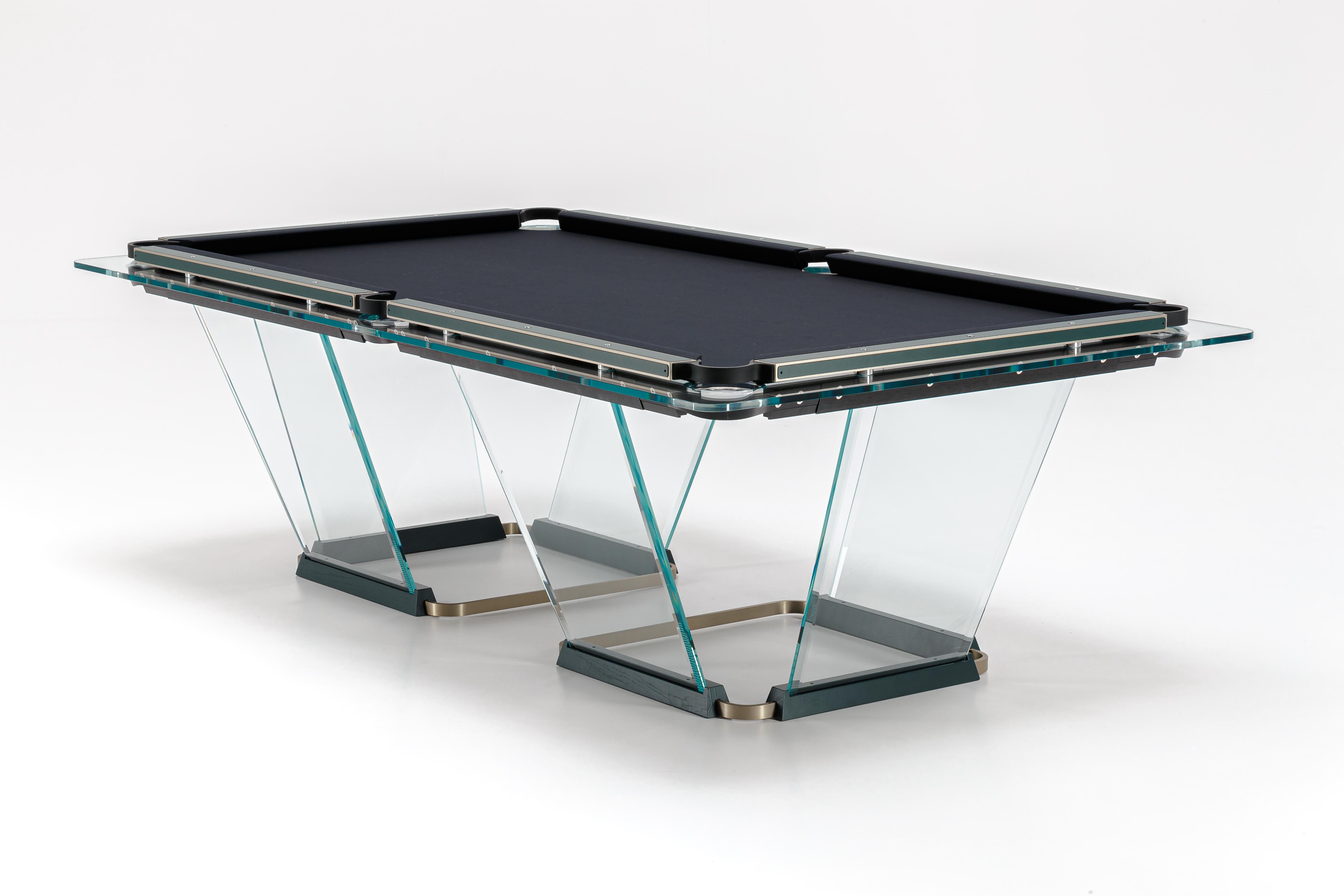 Contemporary Teckell T1.3 Crystal 9-foot Pool Table in Walnut wood by Marc Sadler For Sale