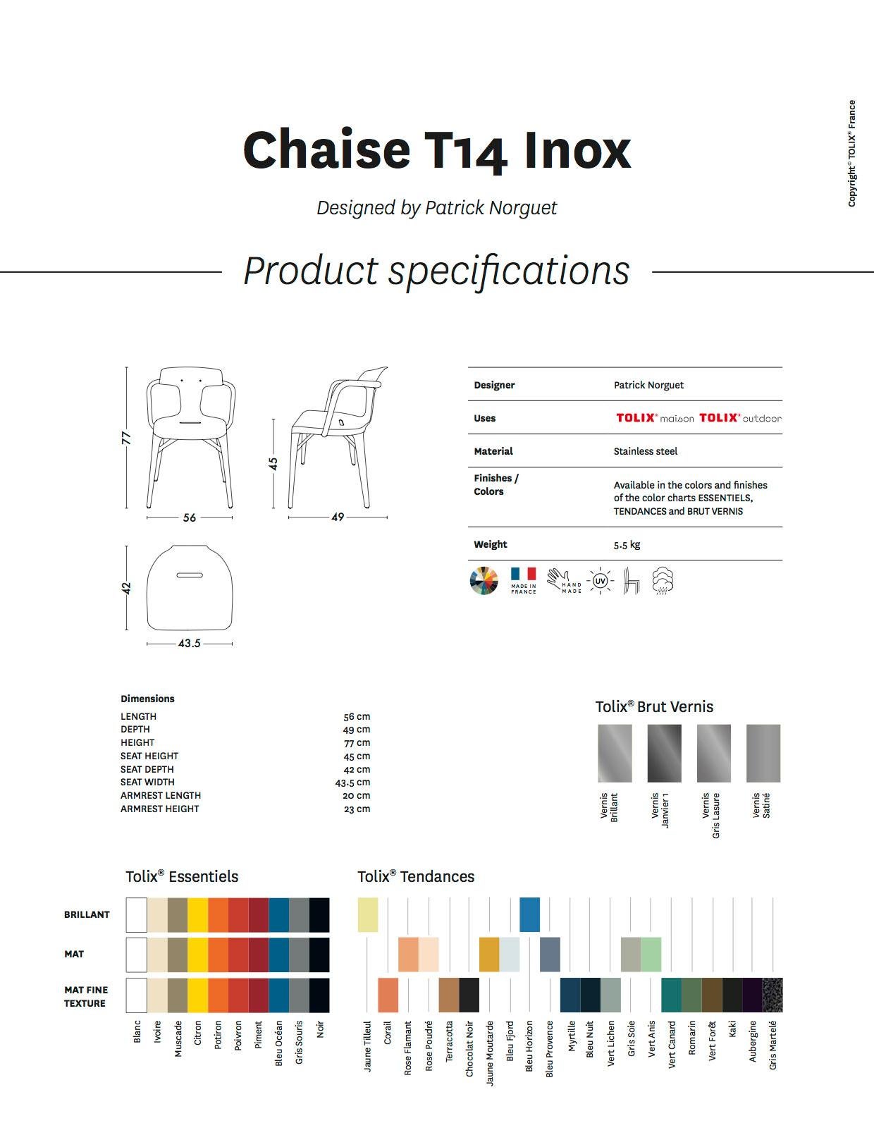 T14 Chair in Essential Colors by Patrick Norguet and Tolix For Sale 11