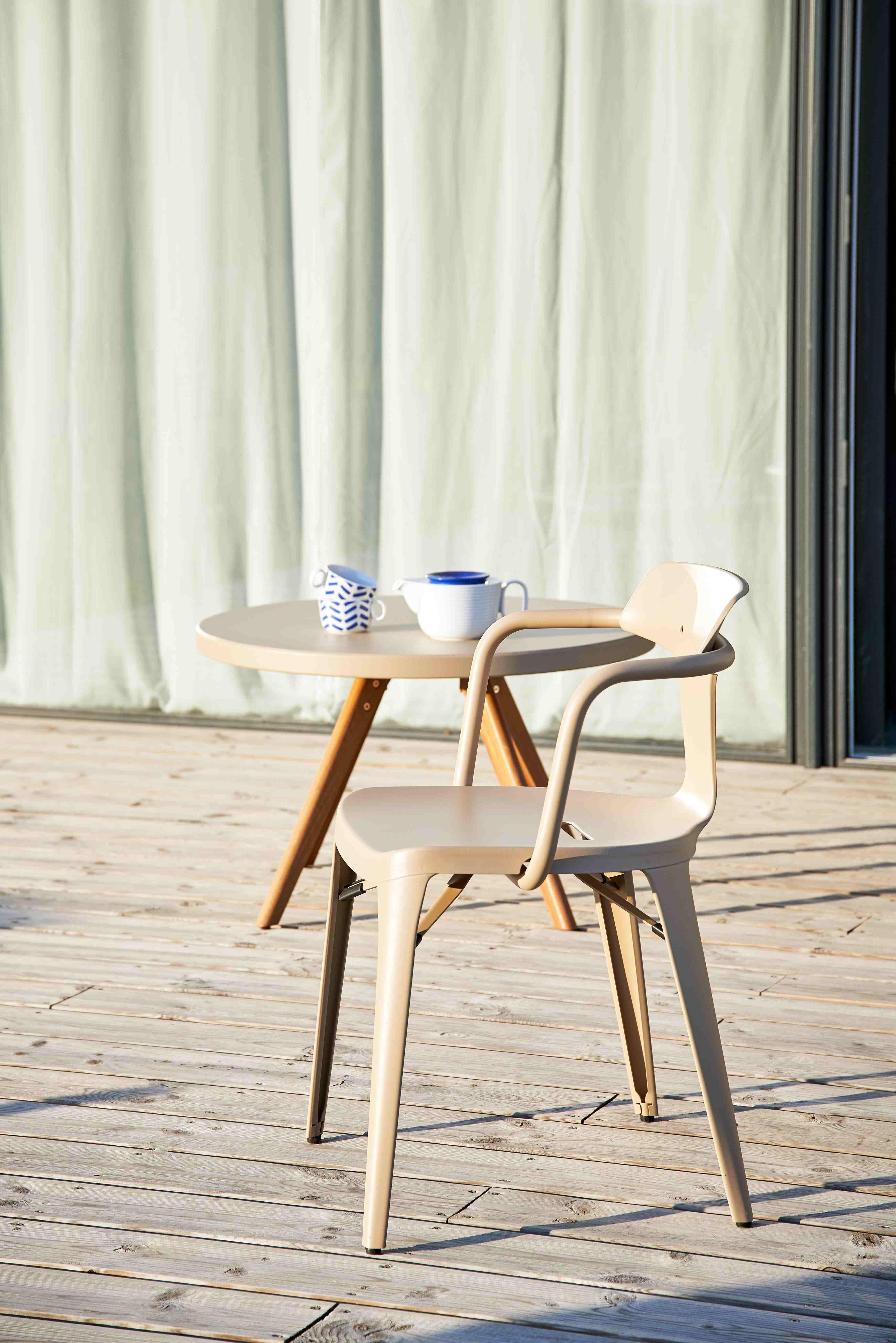 Painted T14 Chair Outdoor - Stainless Steel in Graphite by Patrick Norguet and Tolix, US For Sale