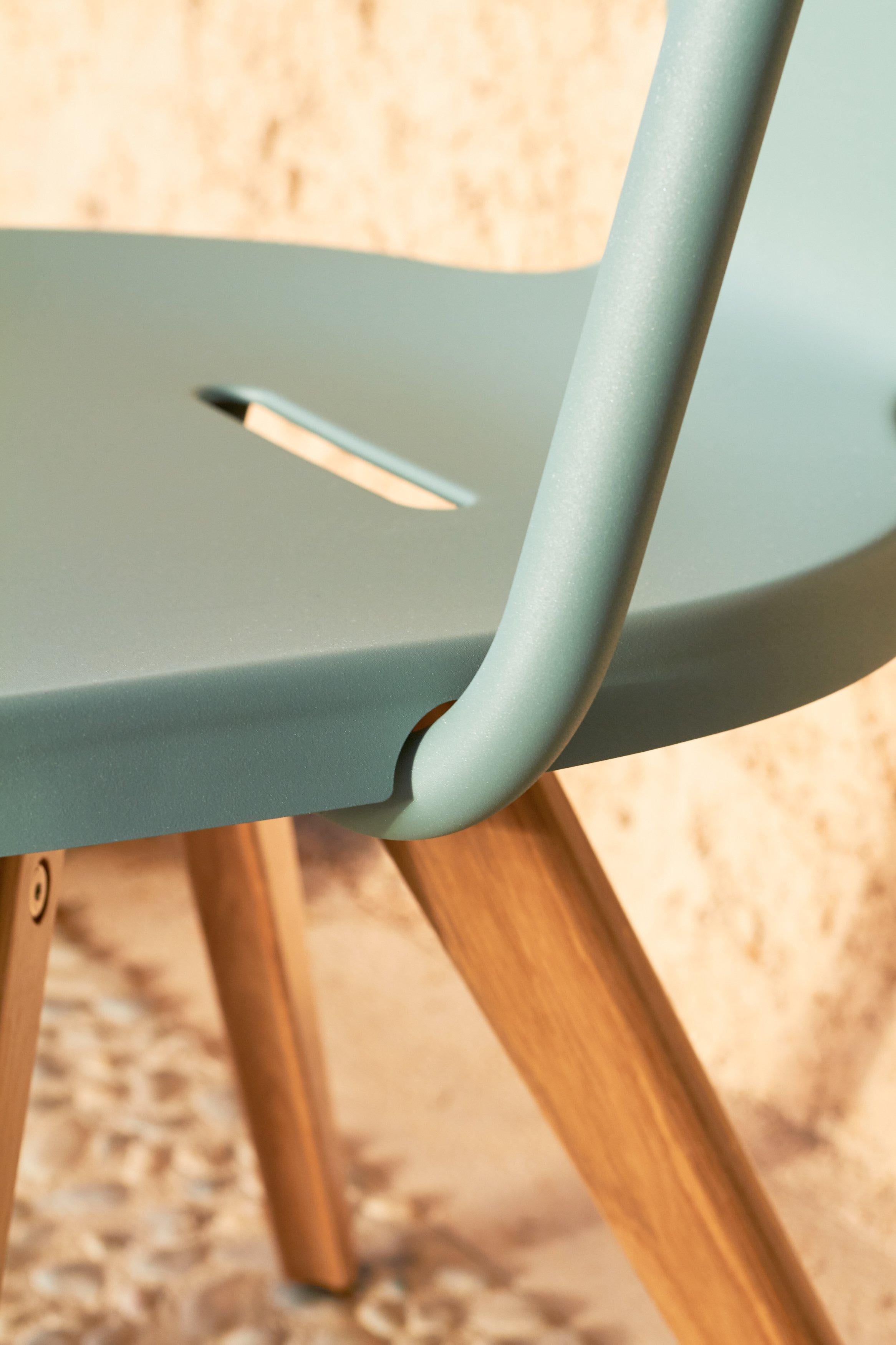 Steel T14 Chair with Wood Legs in Essential Colors by Patrick Norguet and Tolix For Sale