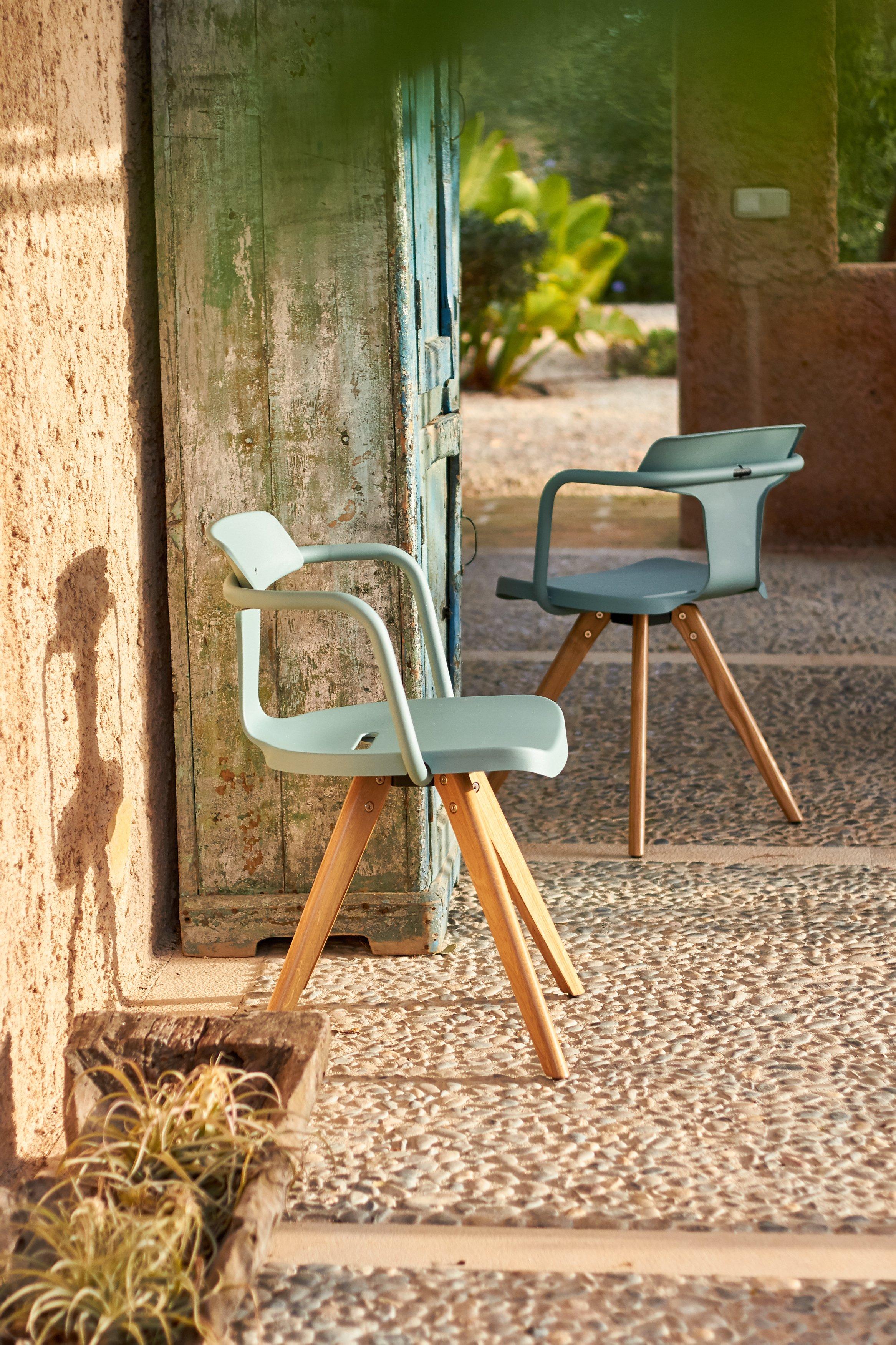 T14 Chair with Wood Legs in Essential Colors by Patrick Norguet and Tolix For Sale 3