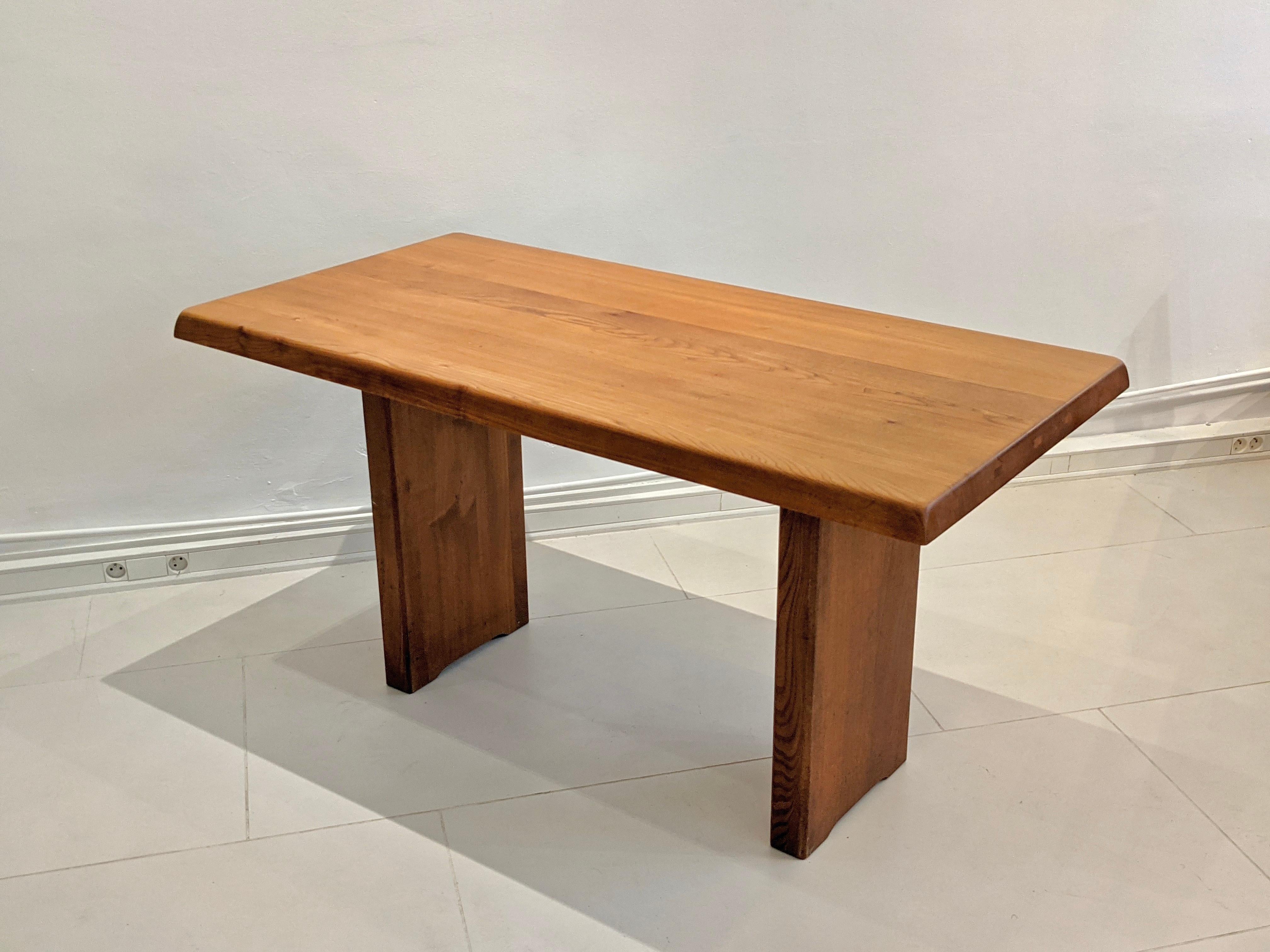 T14 elm table by Pierre Chapo. Very good condition.