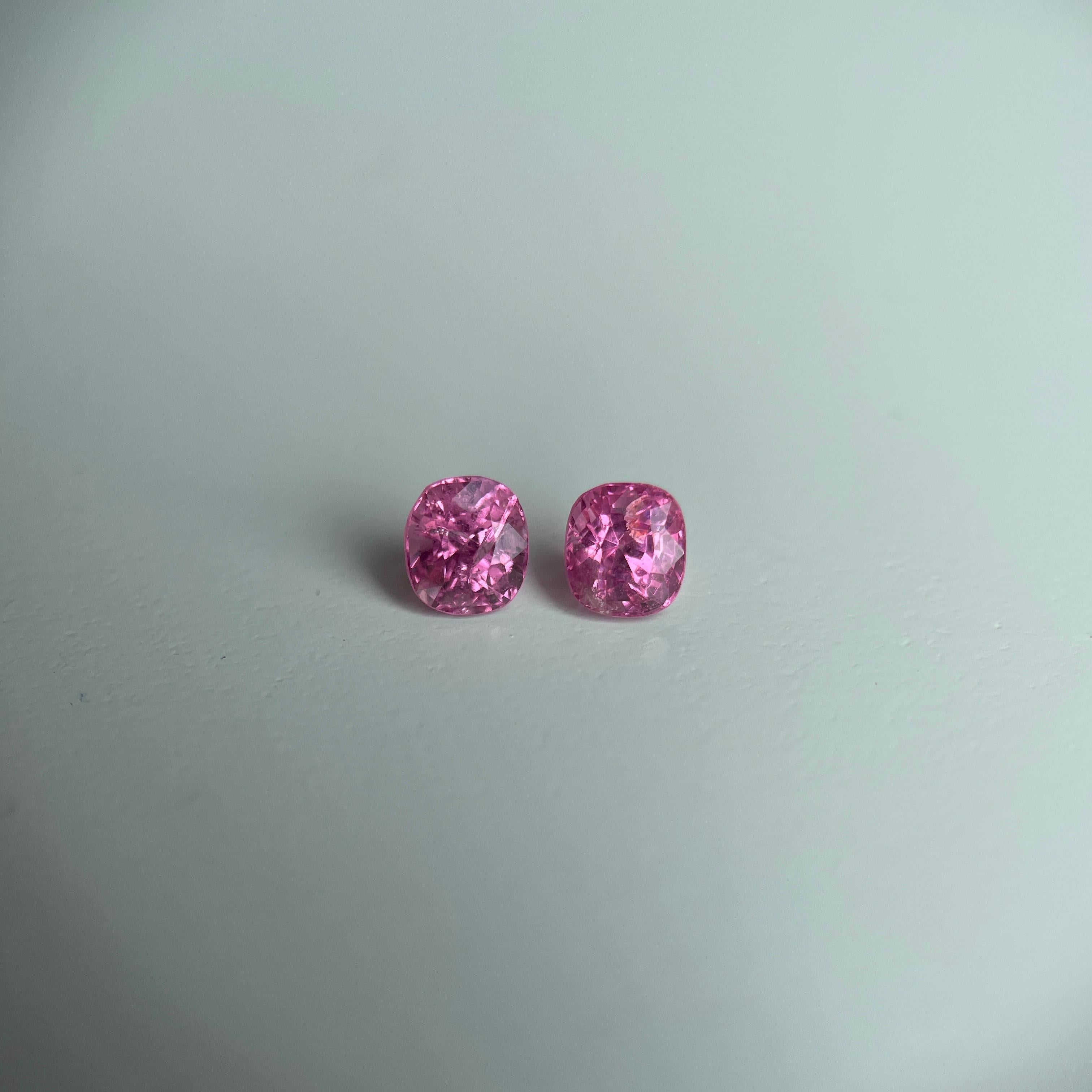 T1,44ct par de espinelas rosa suave cereza (5x4,5x4,1mm) Art Decó en venta