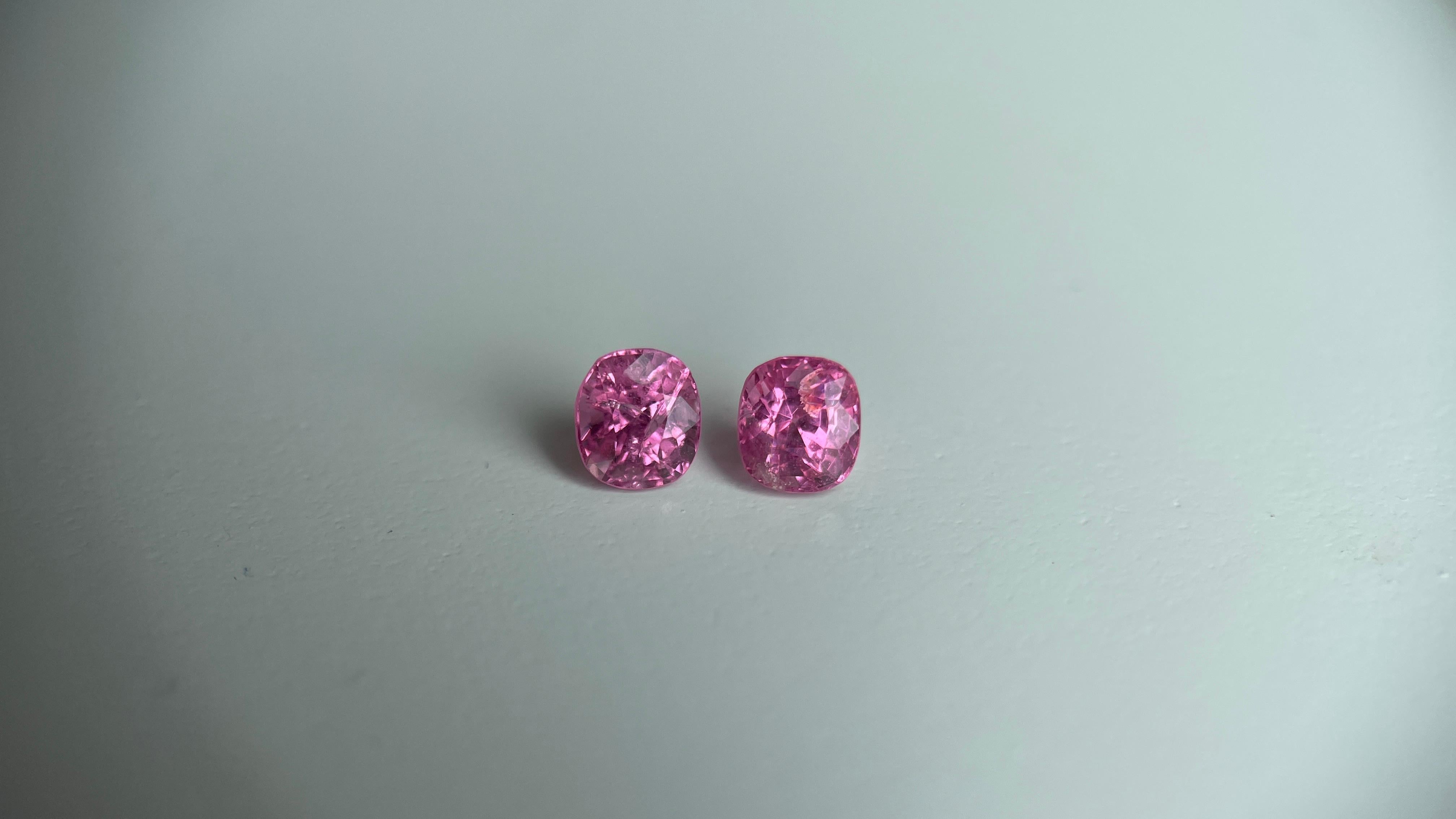 T1,44ct par de espinelas rosa suave cereza (5x4,5x4,1mm) Corte cojín en venta
