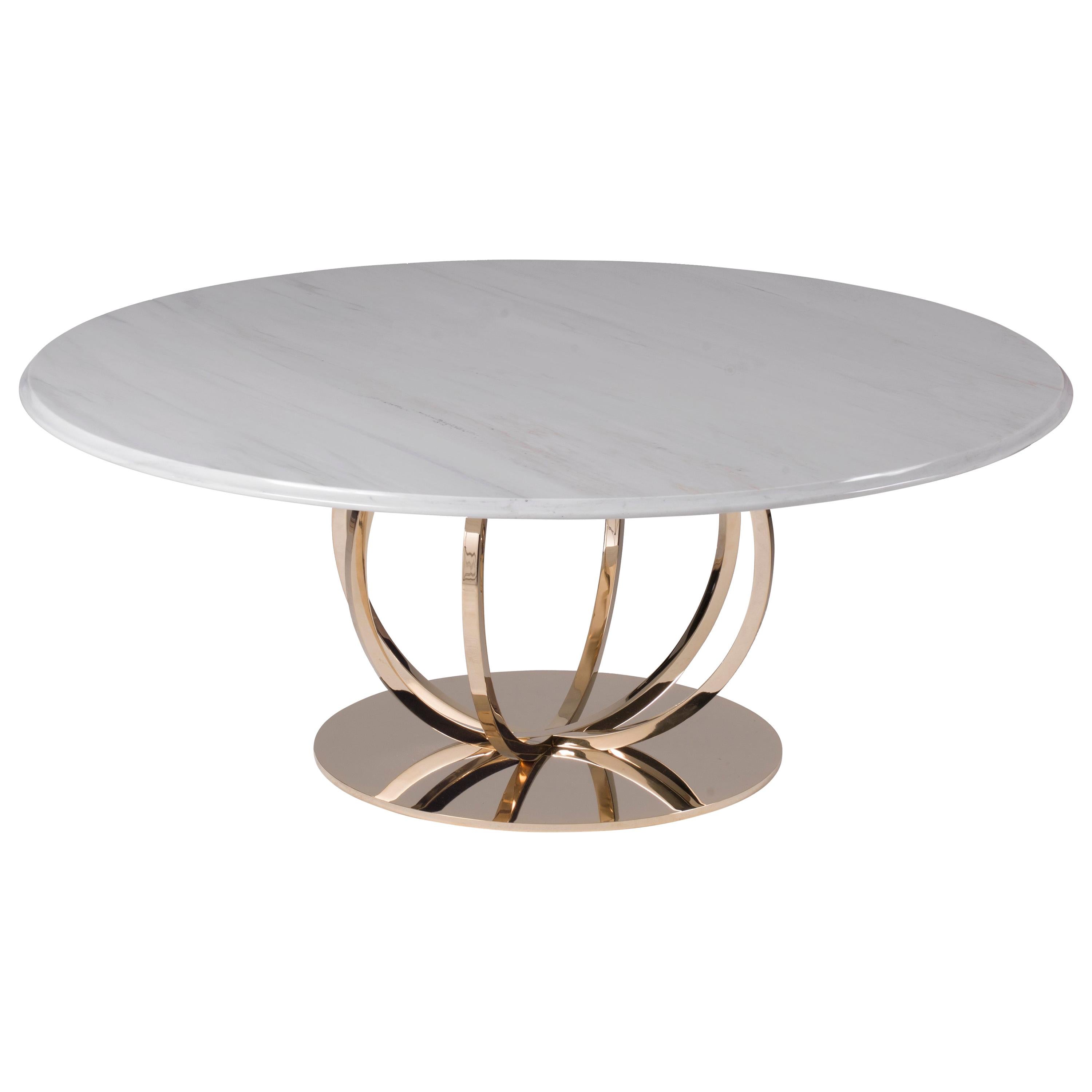 T179/G Coffee Table with Gold Base Finish and Estremoz Marble Top by Zanaboni