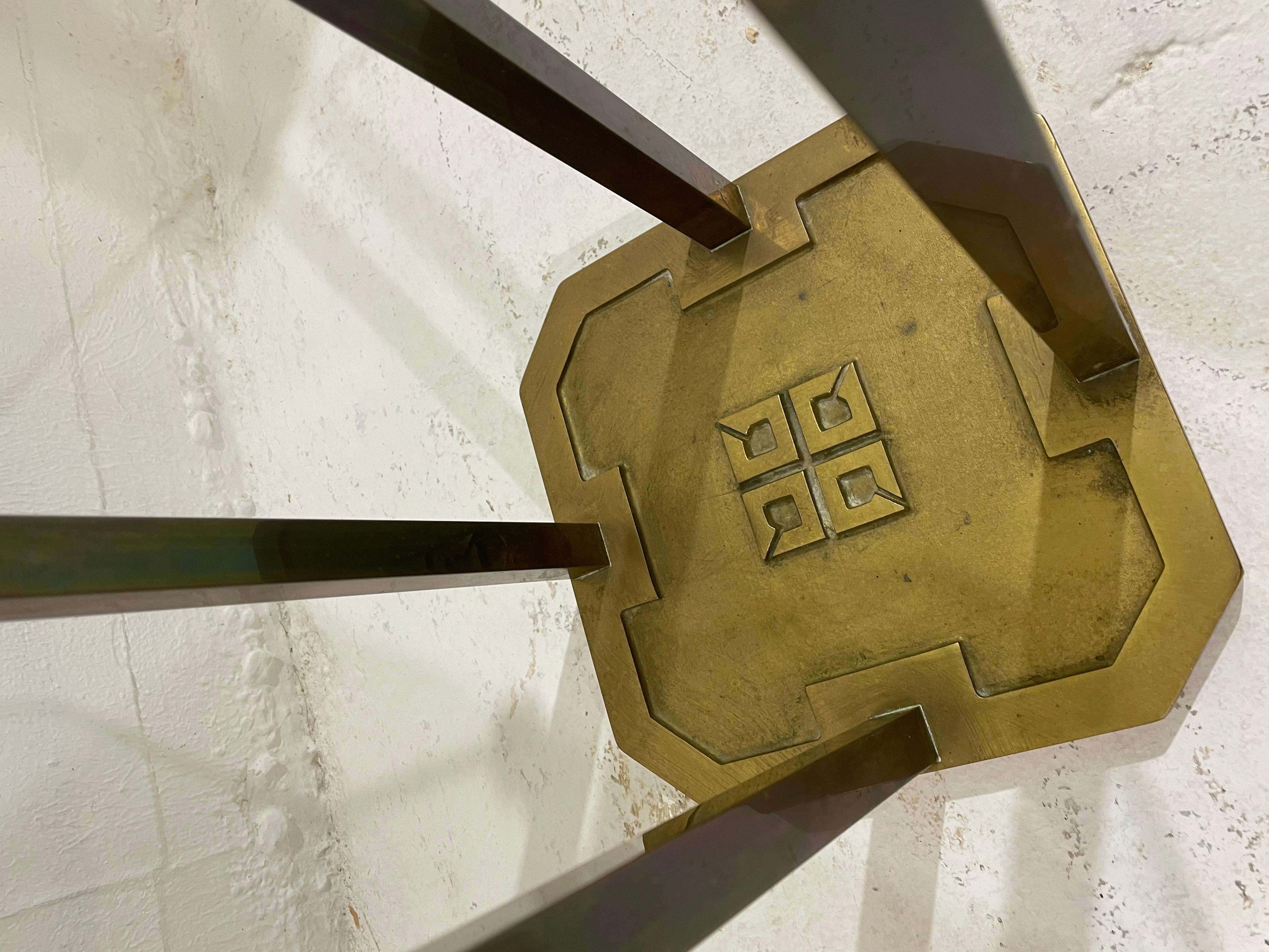 T18 Side Table by Peter Ghyczy, Brass and Glass, 1970s In Good Condition For Sale In Brussels, BE
