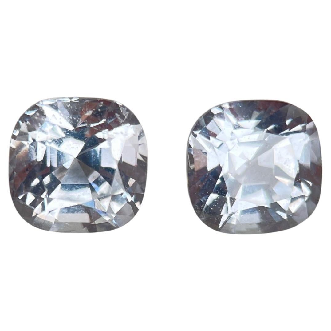 T1.9ct Grey spinel pair precision cut spinel pair - 5.4x5.3x3.9mm