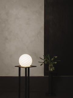 T20 Murano Table Lamp in White Swirl Glass with Brass