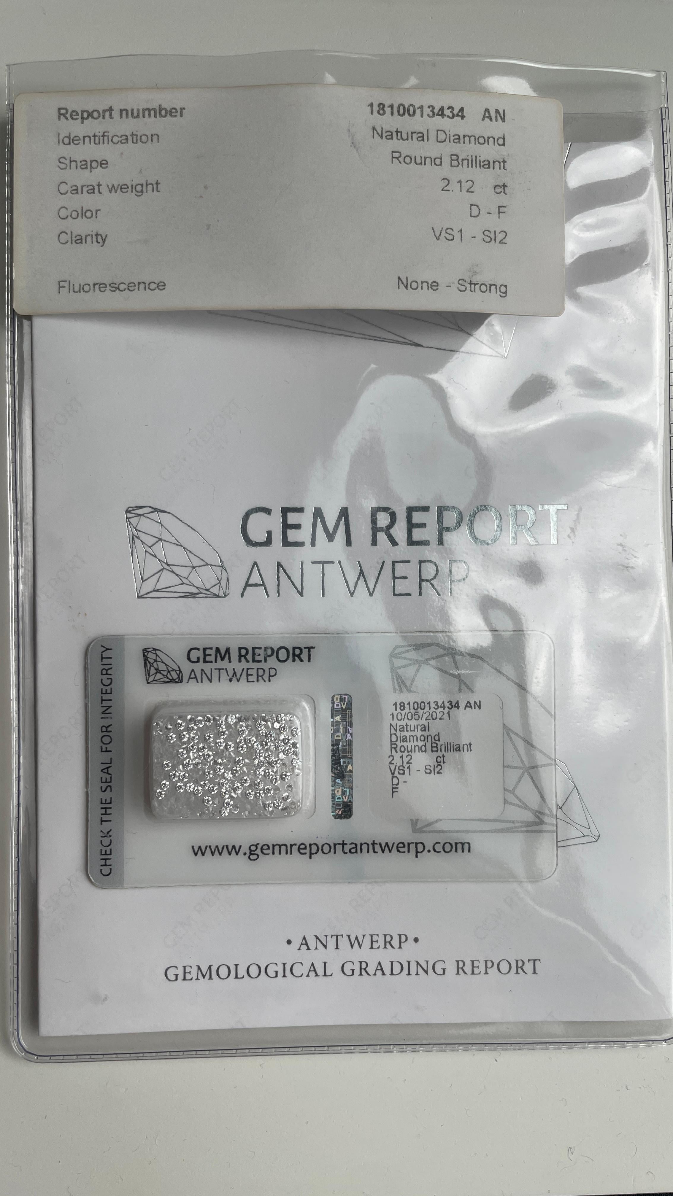 Art Deco T2.12ct Natural Diamonds parcel-Average 1.5mm Round D-F VS1/2-Gem Report Antwerp For Sale