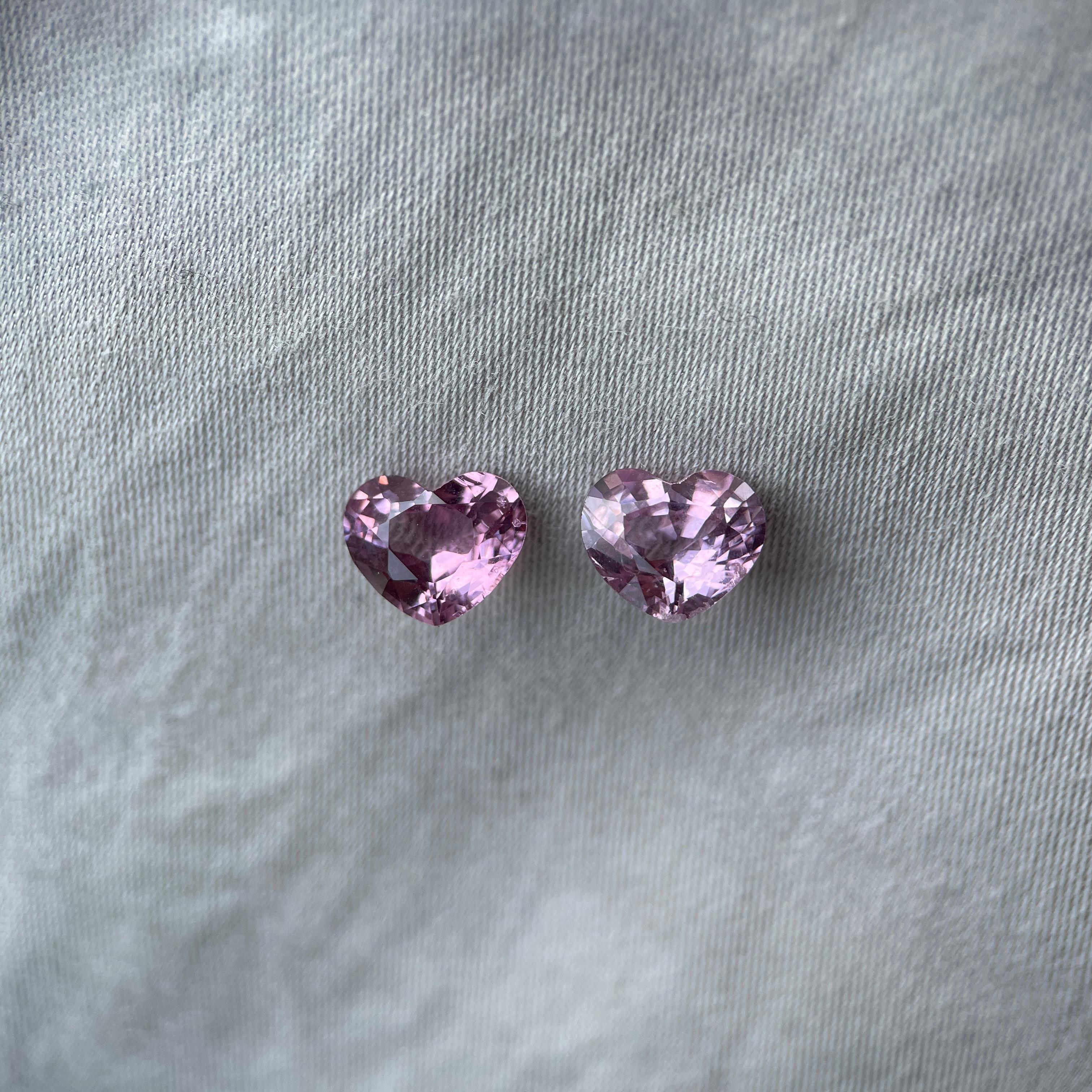 T2.35ct paire de spinelles rose tendre/paire de spinelles en forme de cœur en vente 1