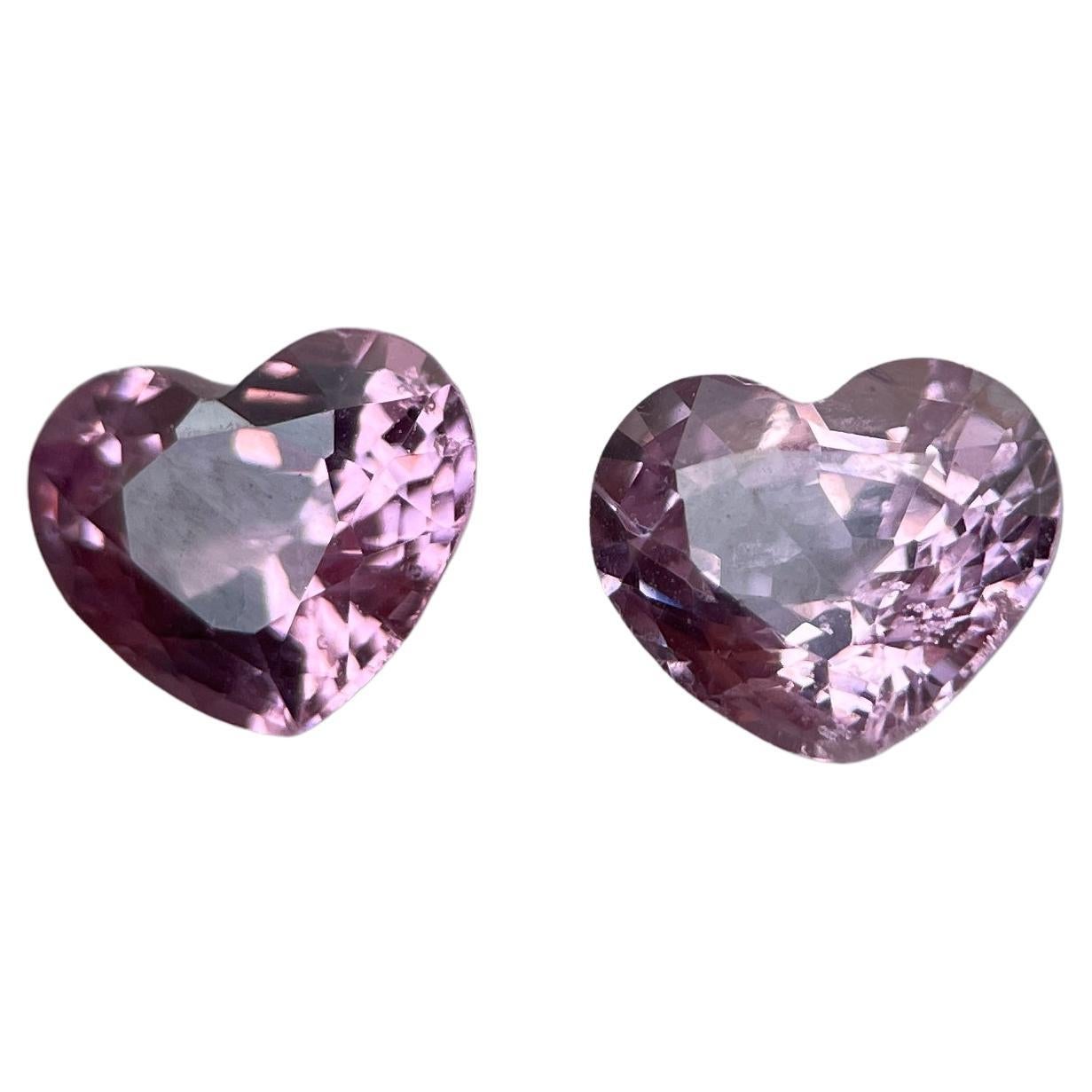 T2,35ct par de espinelas rosa suave/Par de espinelas en forma de corazón