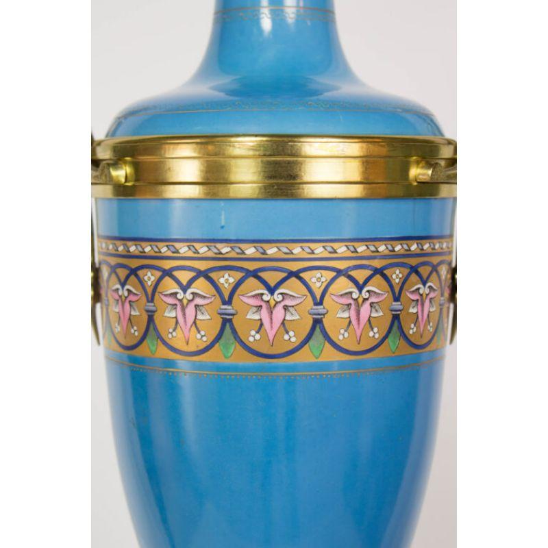 T237 19th Century Blue Sevres Style Porcelain Lamp For Sale 2