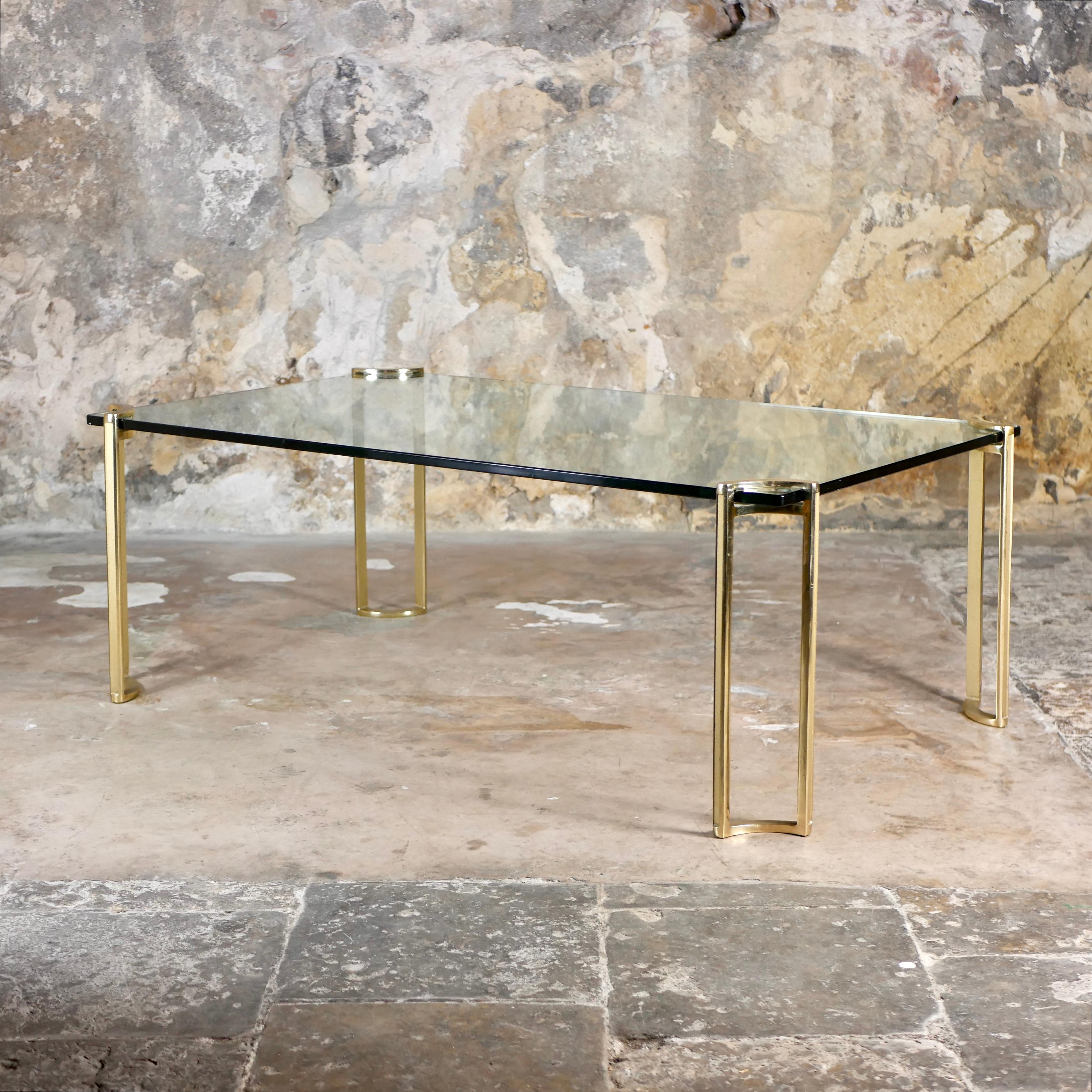 Modern T24 brass and glass coffee table by Peter Ghyczy, 1970s For Sale