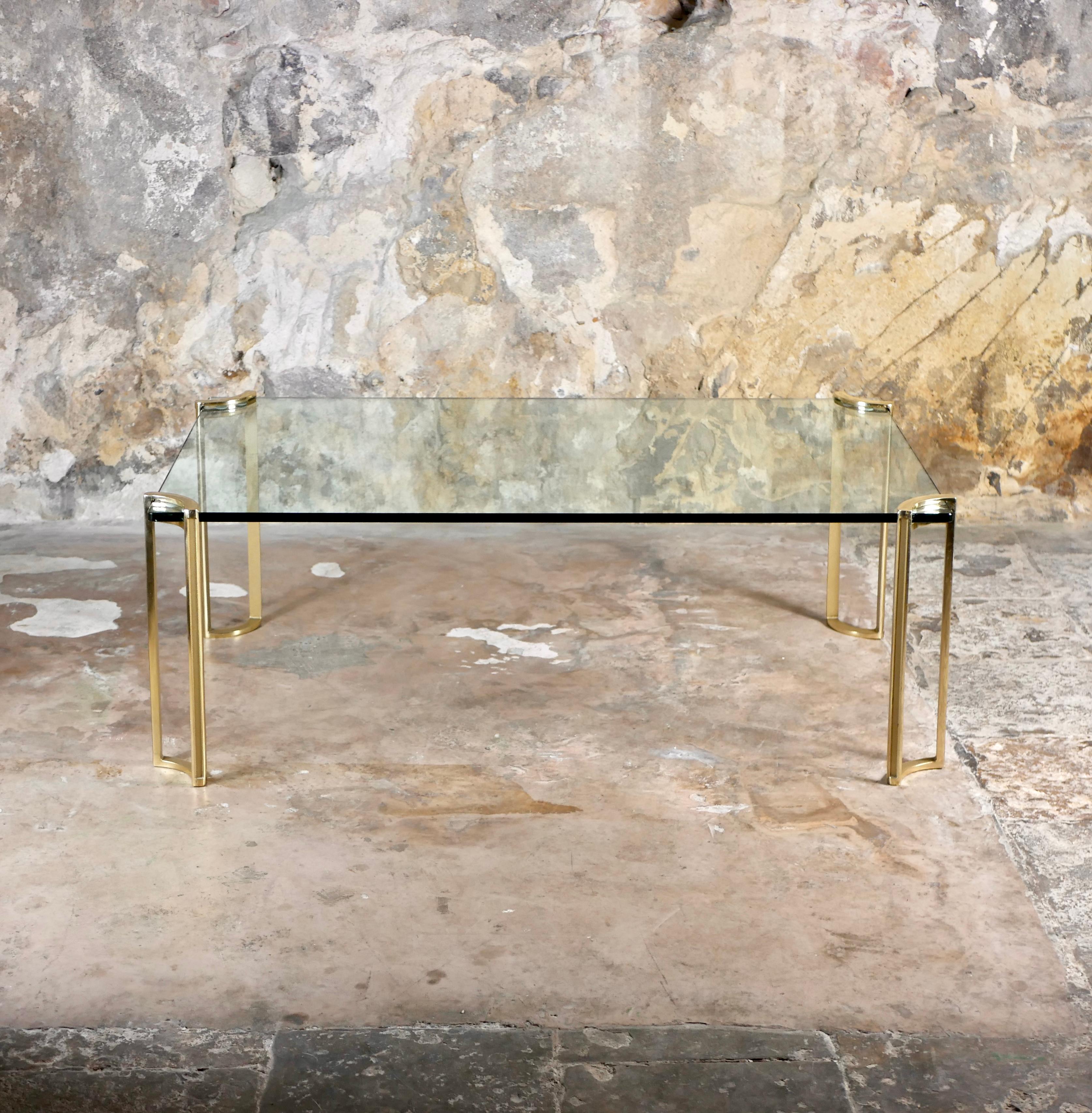 Late 20th Century T24 brass and glass coffee table by Peter Ghyczy, 1970s For Sale