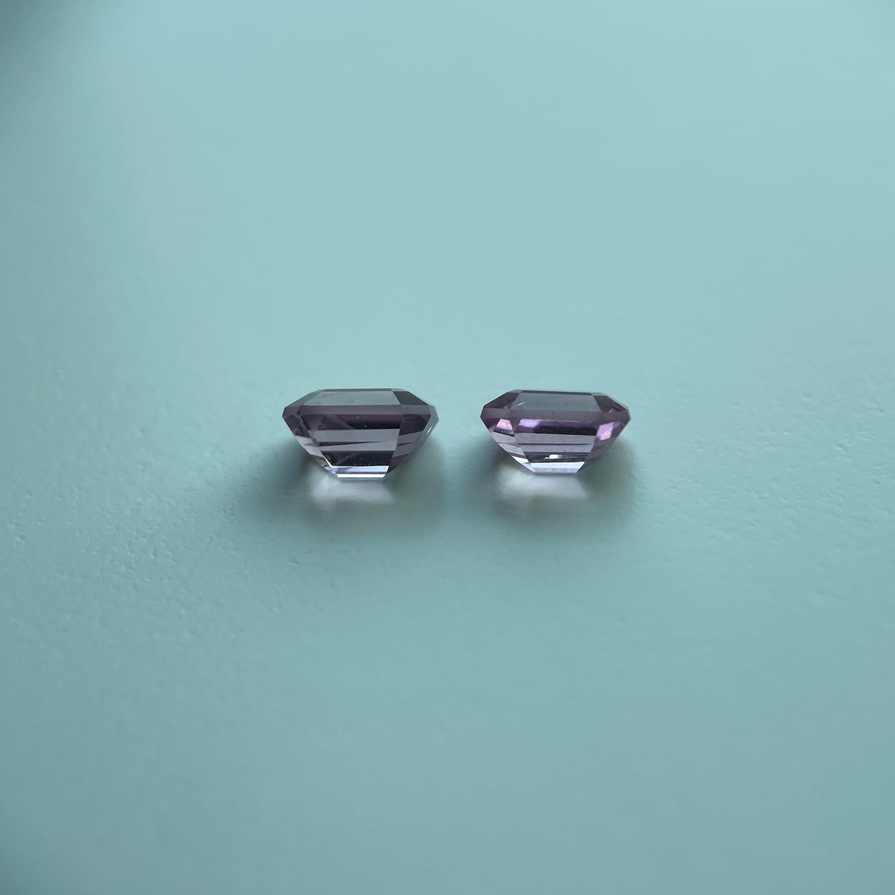Taille octogone Paire de spinelle rose pâle T2,5 carats (6,8 x 4,9 x 4,1 mm) en vente