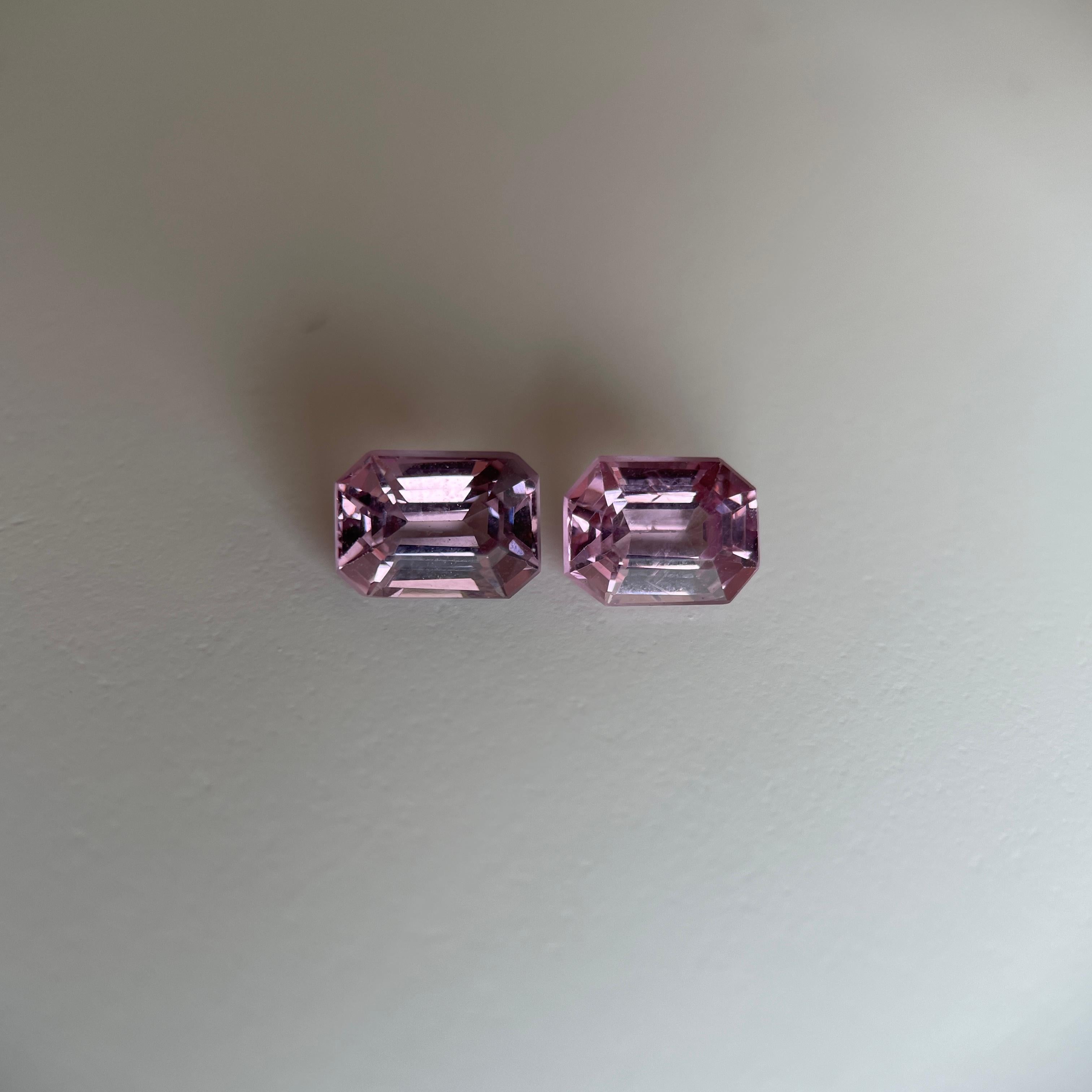 Paire de spinelle rose pâle T2,5 carats (6,8 x 4,9 x 4,1 mm) en vente 2