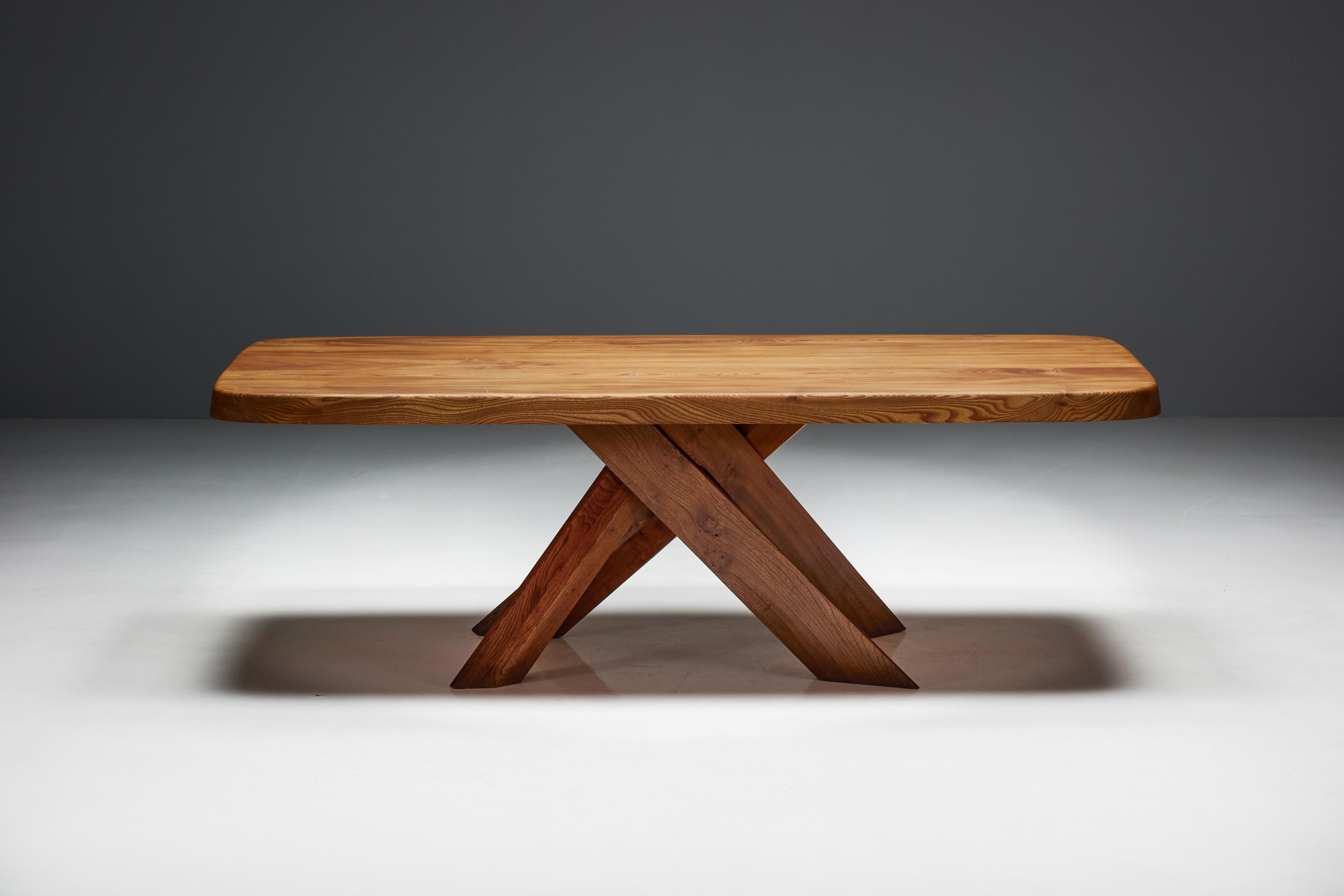 Mid-Century Modern T35 Dining Table by Pierre Chapo, France, 1970s For Sale